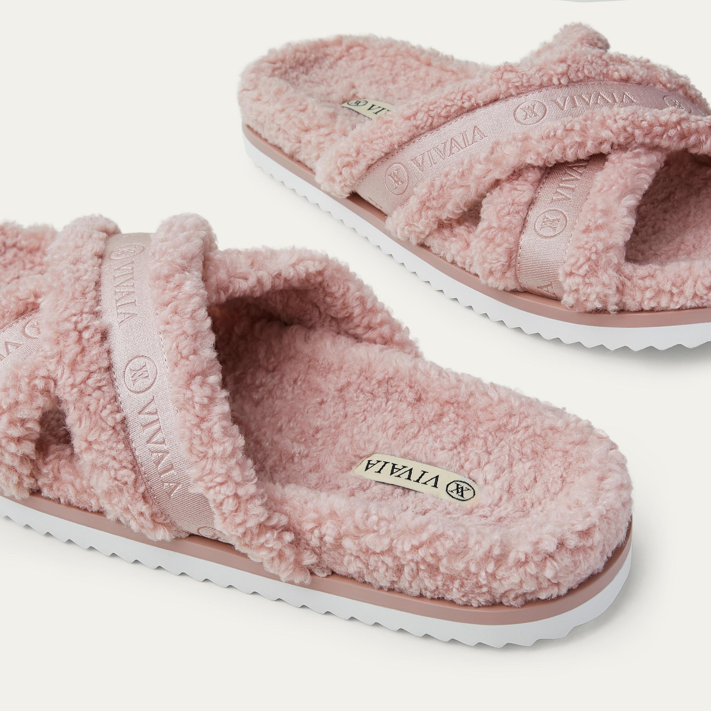Furry Criss-Cross Strap Slippers (Hannah) Product Image