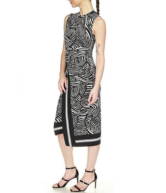 Michael Kors Printed Crew Neckline Sleeveless Midi Dress Product Image