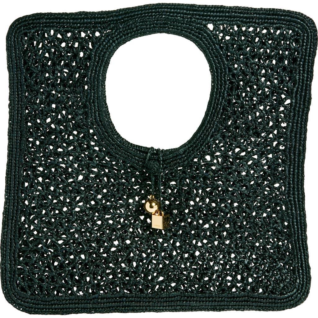 JACQUEMUS Carre Spiaggia Embellished Braided Raffia Tote In Black Product Image