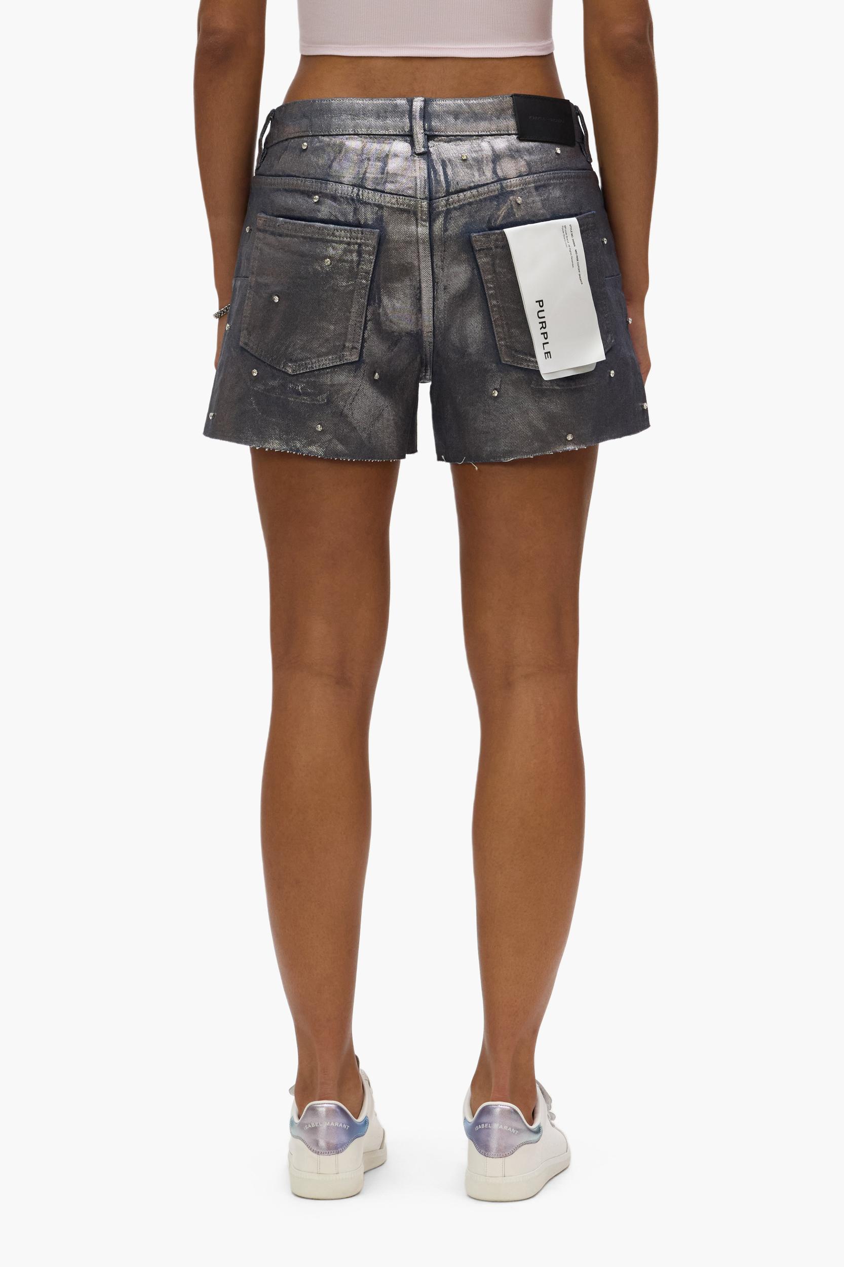 Foil Rhinestone Cut Off Shorts Female Product Image