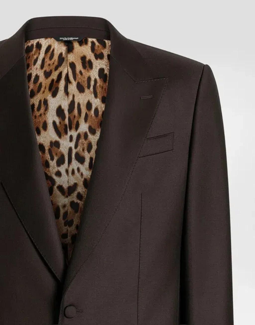 DOLCE & GABBANA Brown Single-breasted Jacket With Peak Revers In Wool Man In Green Product Image