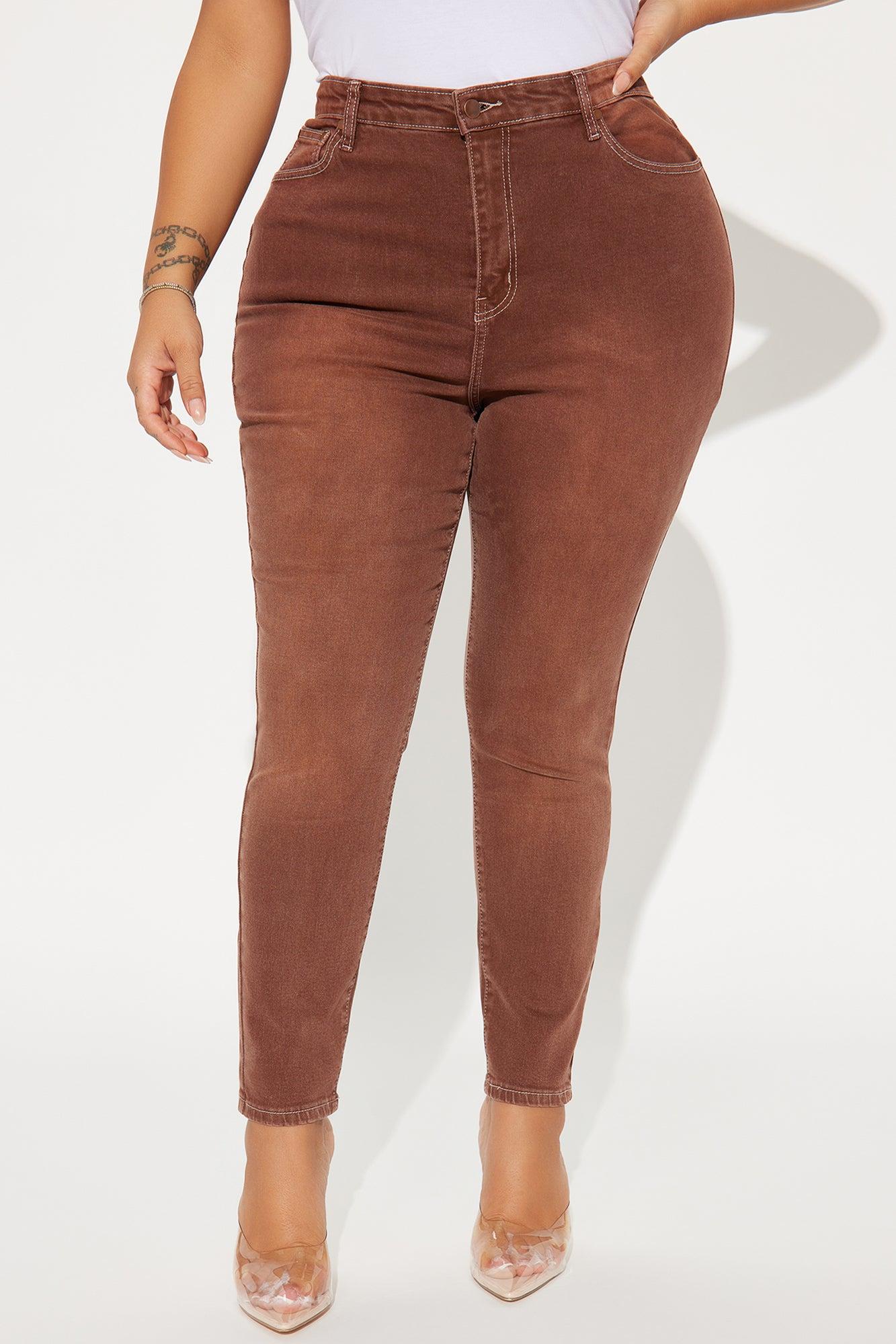 Give It A Shot Stretch Skinny Jeans - Brown Product Image