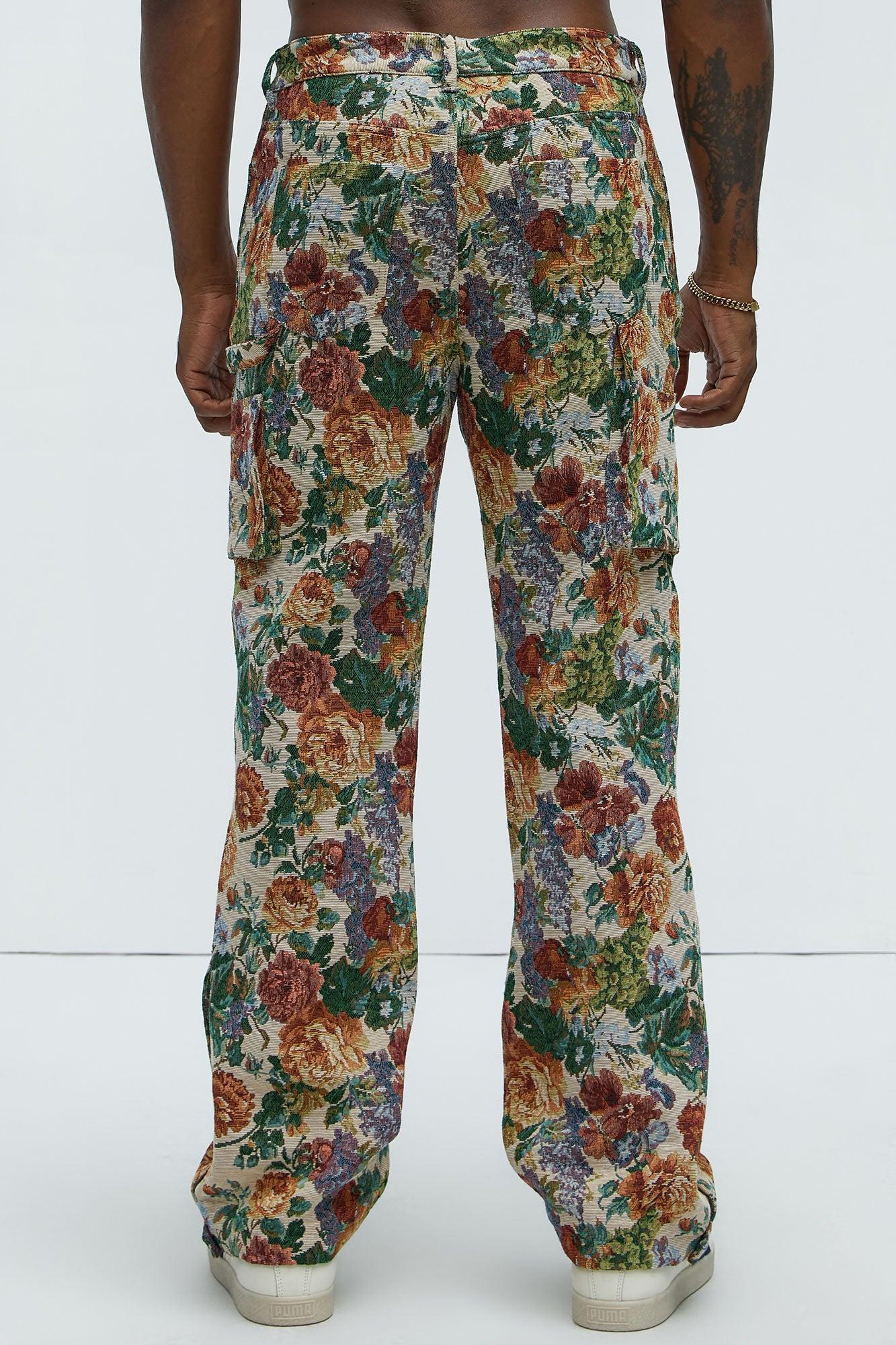 Bellevue Flared Tapestry Carpenter Pants - Green/combo Product Image