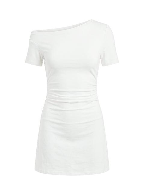Avriana Off Shoulder T-Shirt Mini Dress White Product Image
