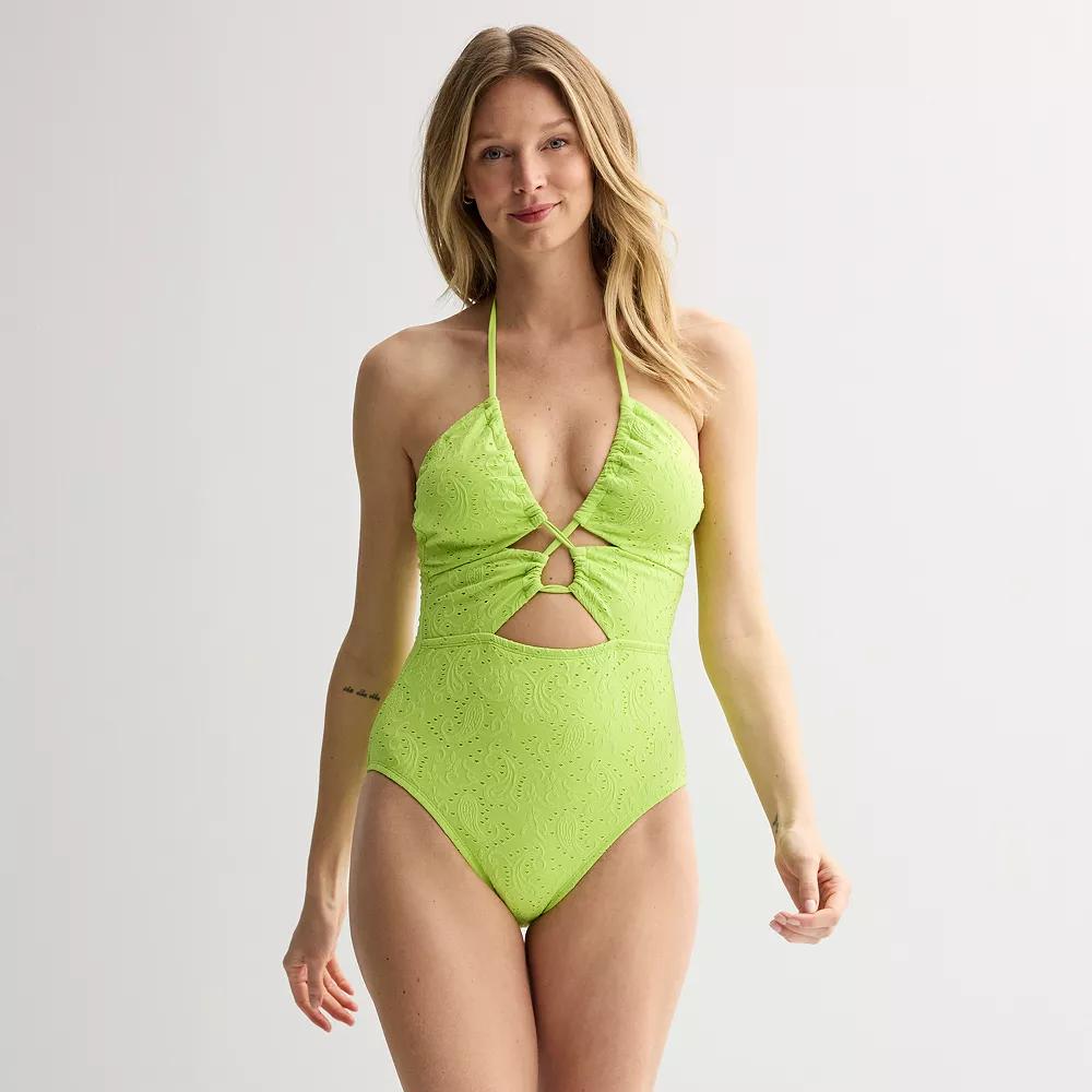 Women's Freshwater Keyhole Bandeau One-Piece Swimsuit,  Product Image