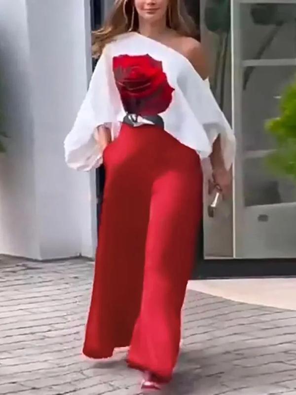 High Waisted Loose Pockets Solid Color Pants Trousers Product Image