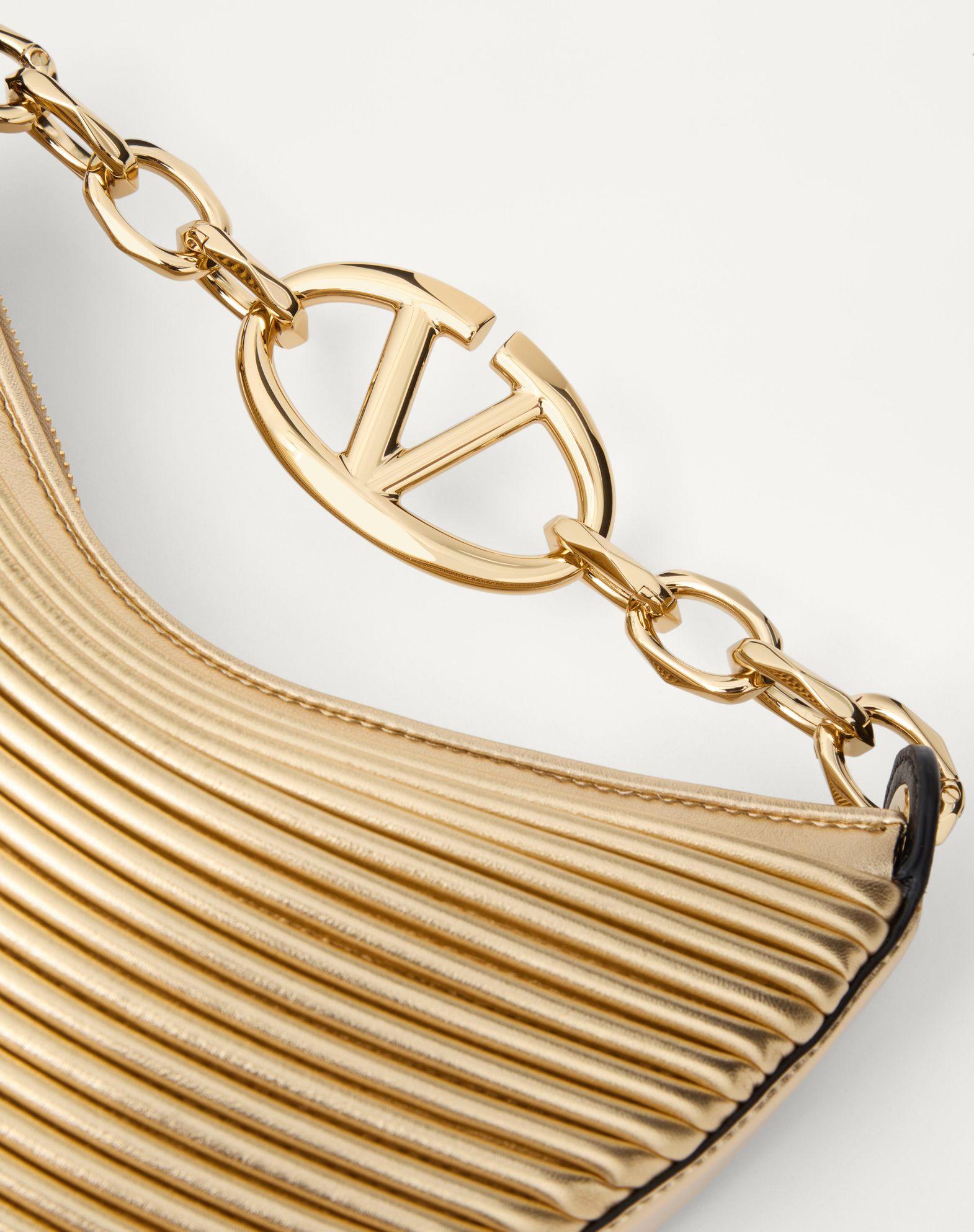 Mini Vlogo Moon Hobo Bag In Metallic-Effect Nappa Leather With Chain Product Image