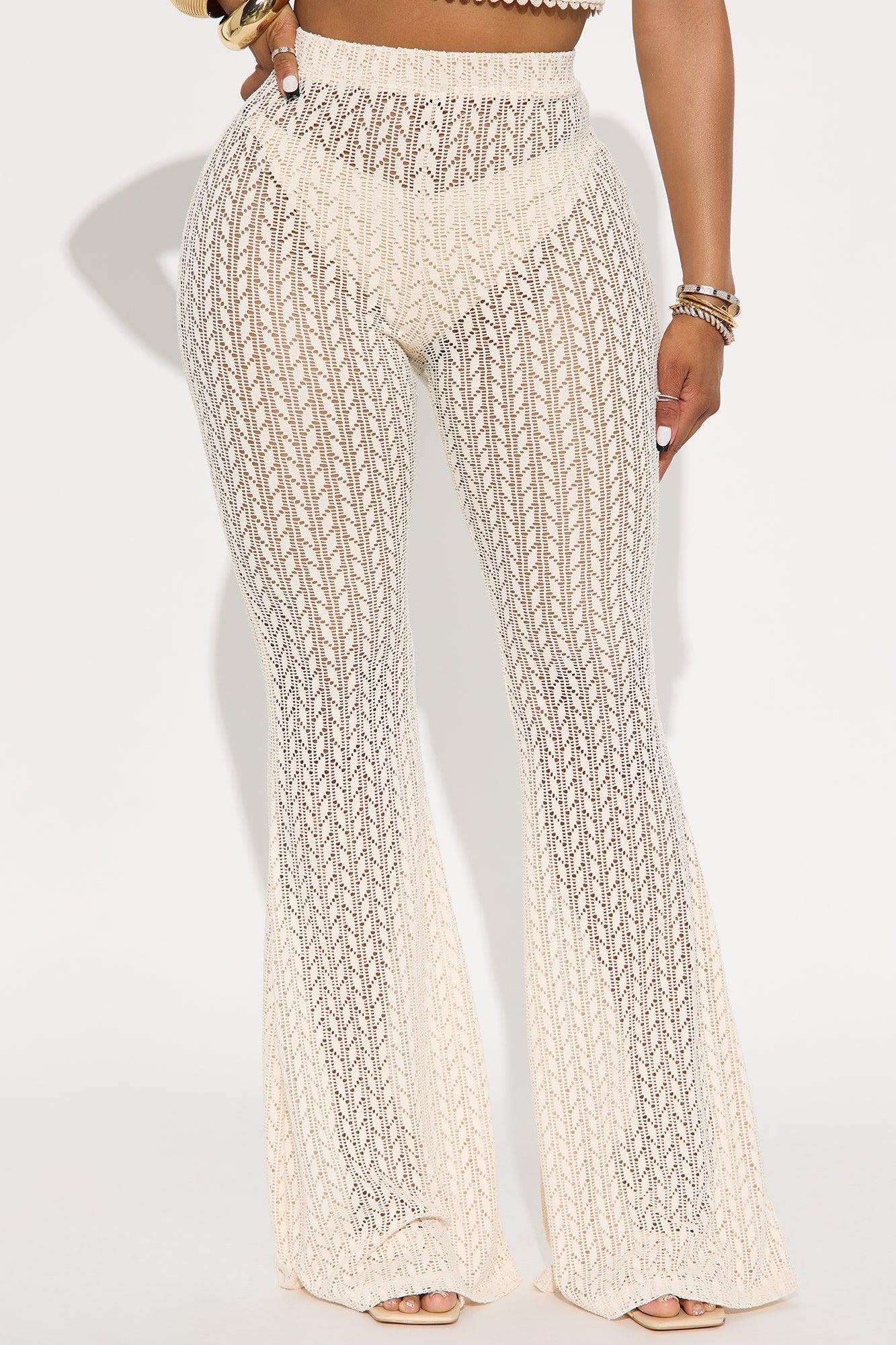 Tropical Sand Crochet Flare Pant - Natural Female Product Image