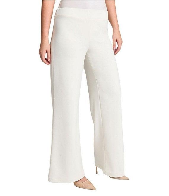 Ming Wang Stretch Deco Crepe Wide Leg Pull-On Pants Product Image