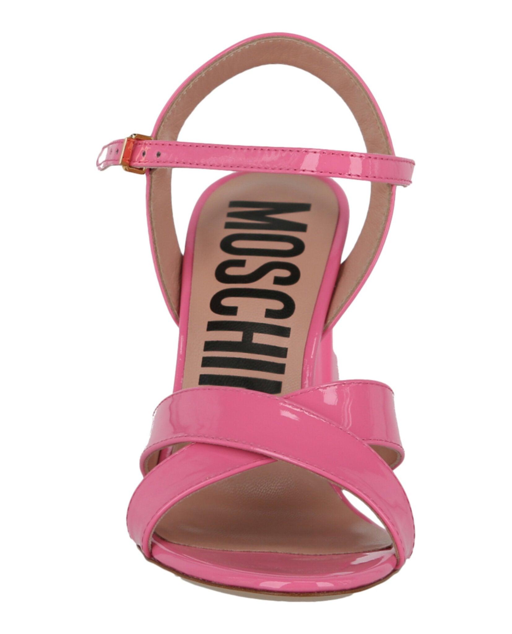 Moschino Patent Leather Logo Heel Sandals Female Product Image