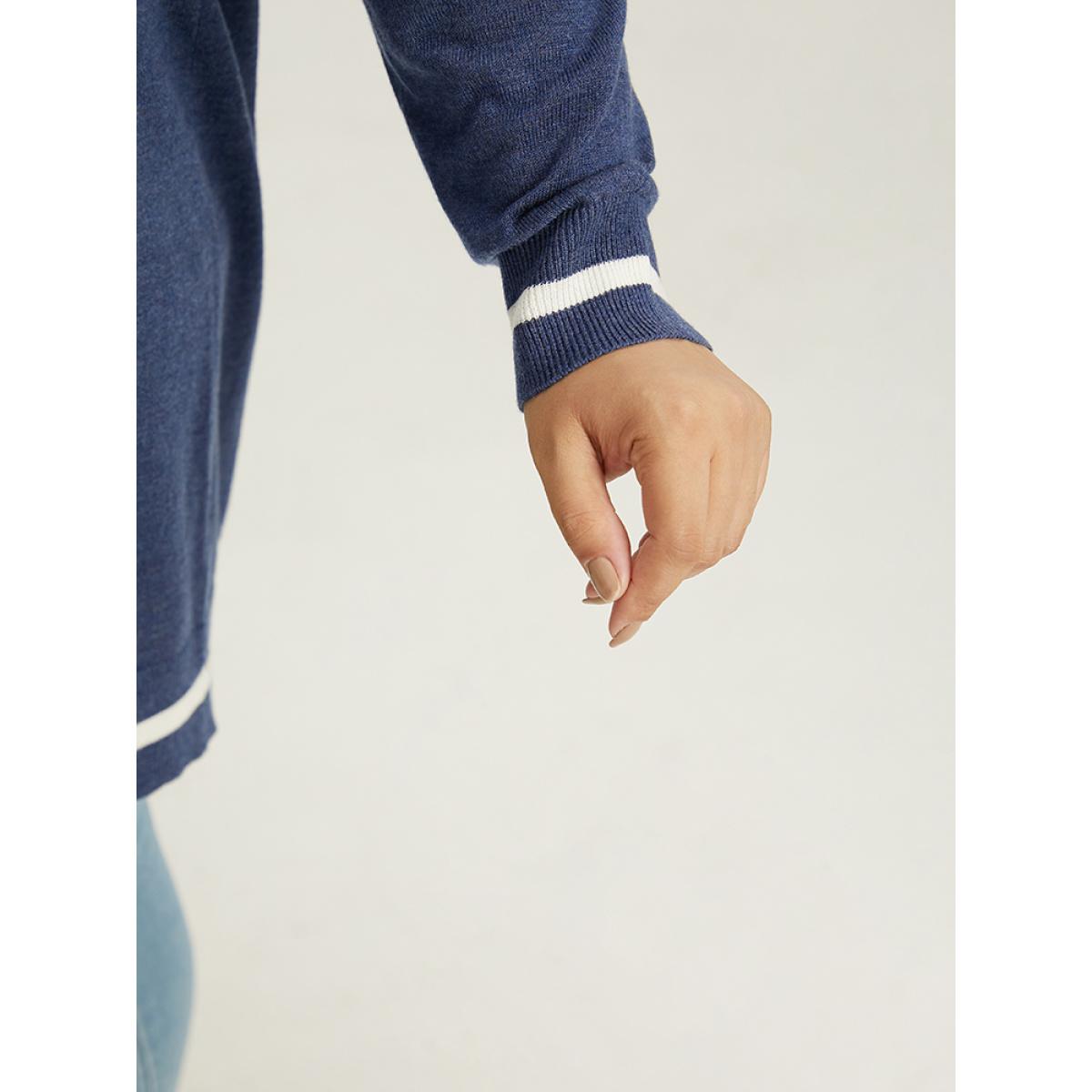 Plus Size Supersoft Essentials Star Contrast Trim Button Through Cardigan Aegean Women Casual Loose Long Sleeve Dailywear Cardigans BloomChic 30/6X Product Image