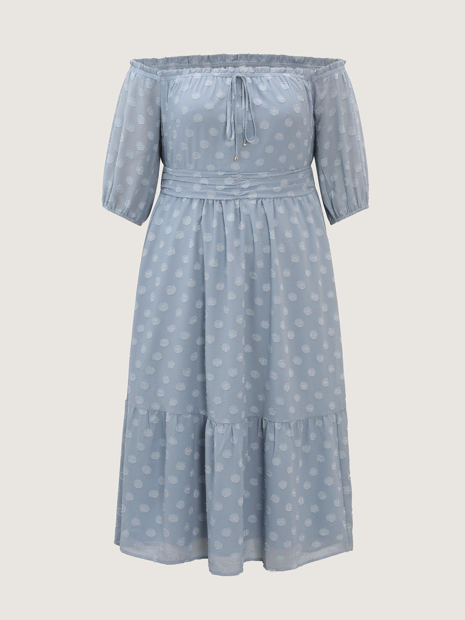 Textured Dots Stretchy Waist Pockets Midi Dress Female Product Image