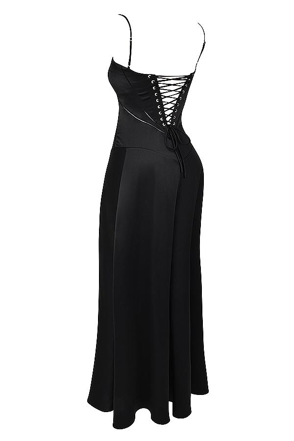 Anabella  black lace up maxi dress Product Image