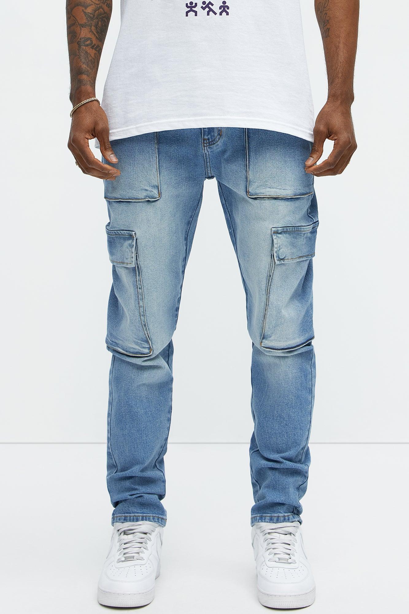 For The Streets Cargo Skinny Jeans - Light Wash Product Image