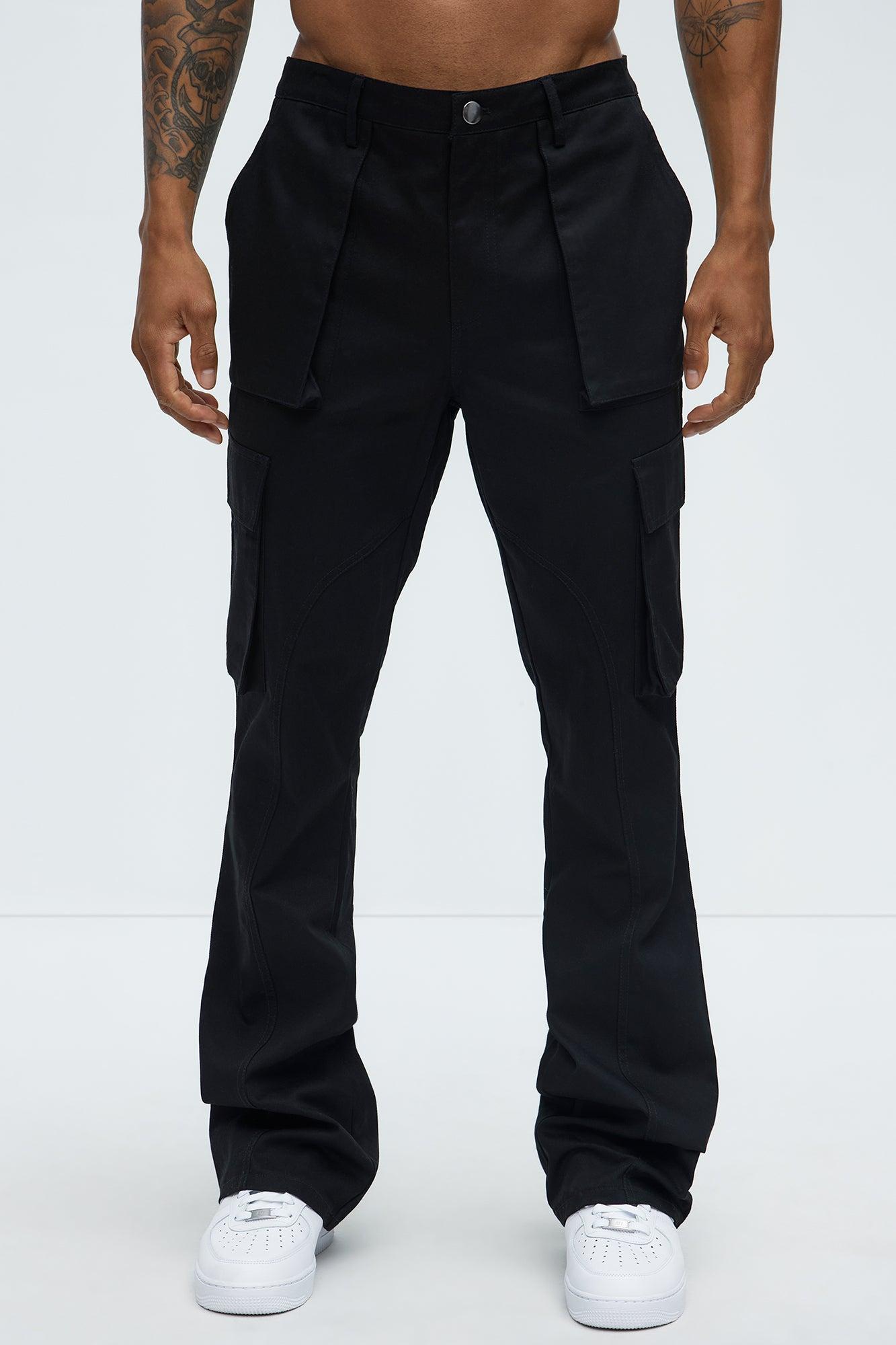 Double Up Stacked Slim Cargo Pants - Black Product Image