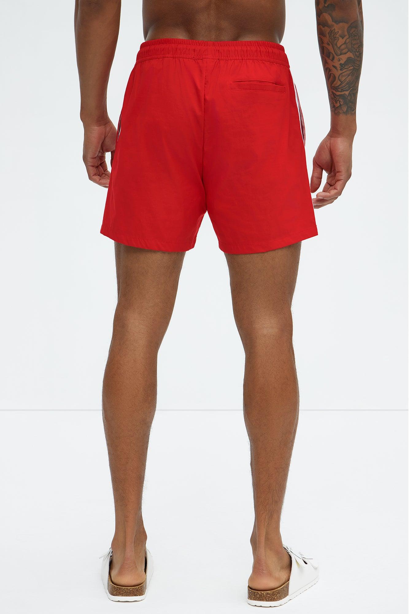 Side Taping Swim Mid Trunk - Red Product Image