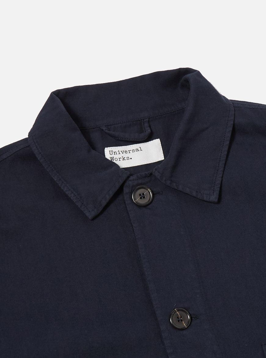 Dark Navy Herringbone Cotton Coverall Jacket Product Image