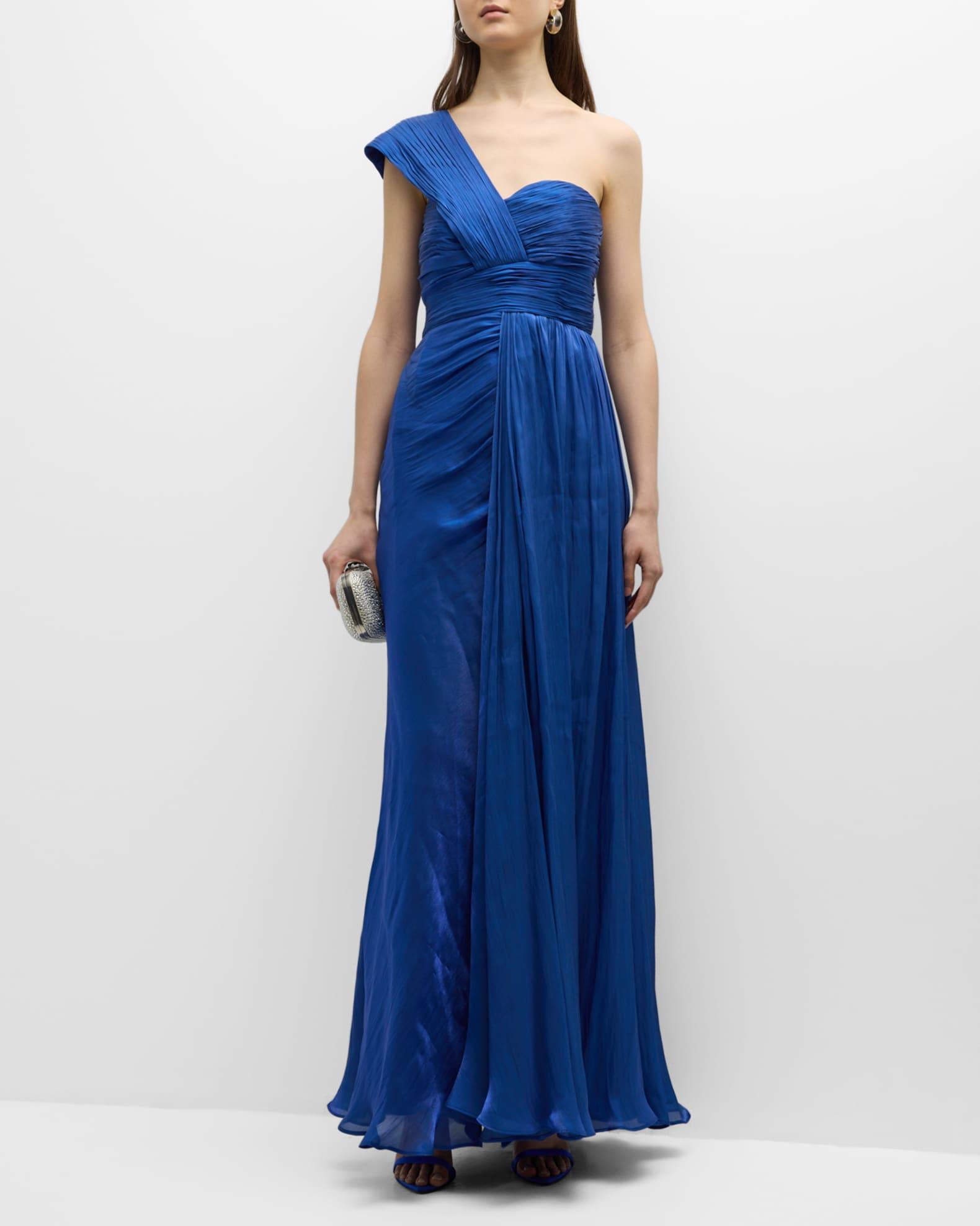 Pleated One-Shoulder Draped Gown Product Image