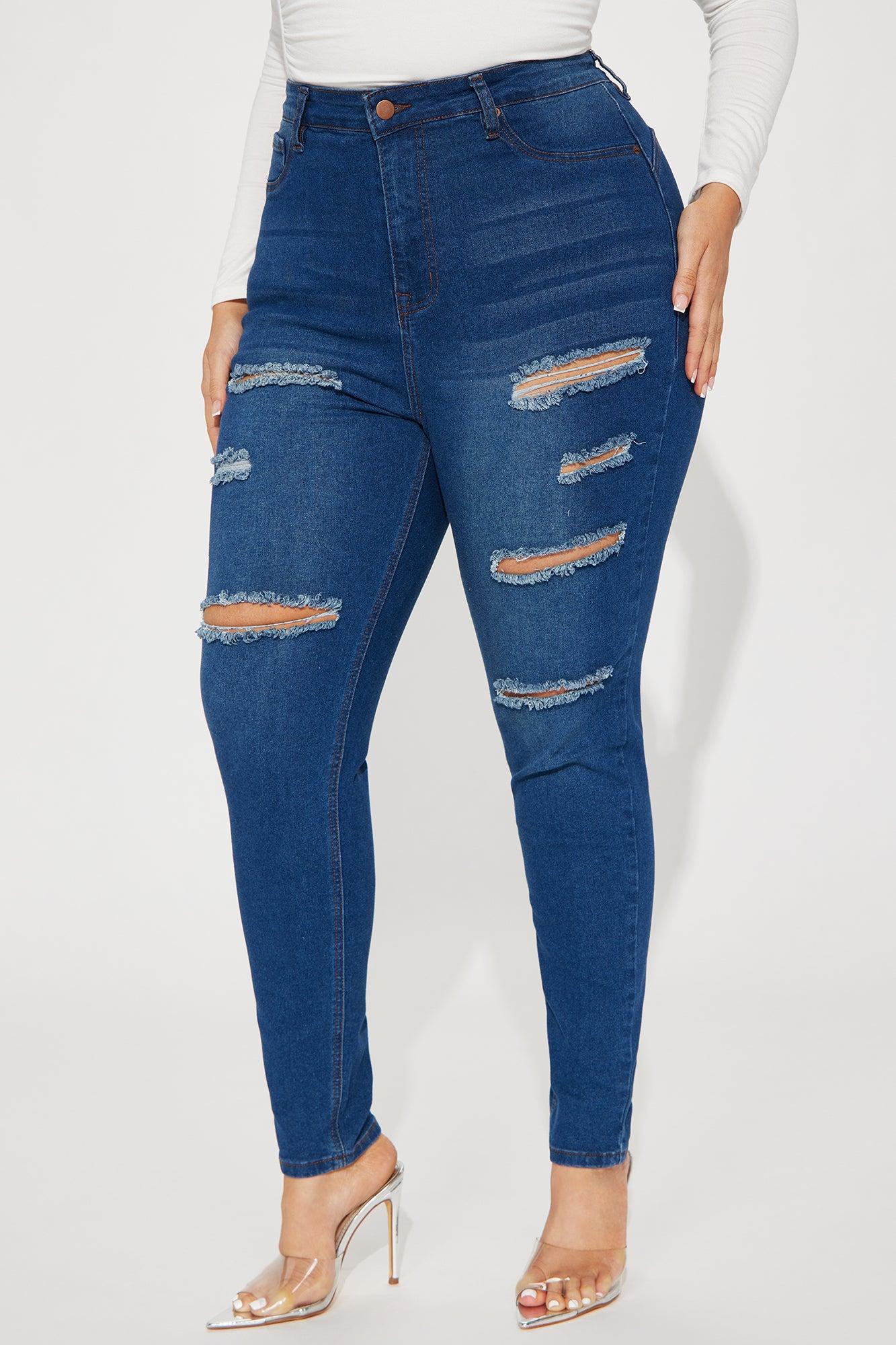 Back It Up Ripped Booty Lifting Stretch Skinny Jeans - Dark Wash Product Image