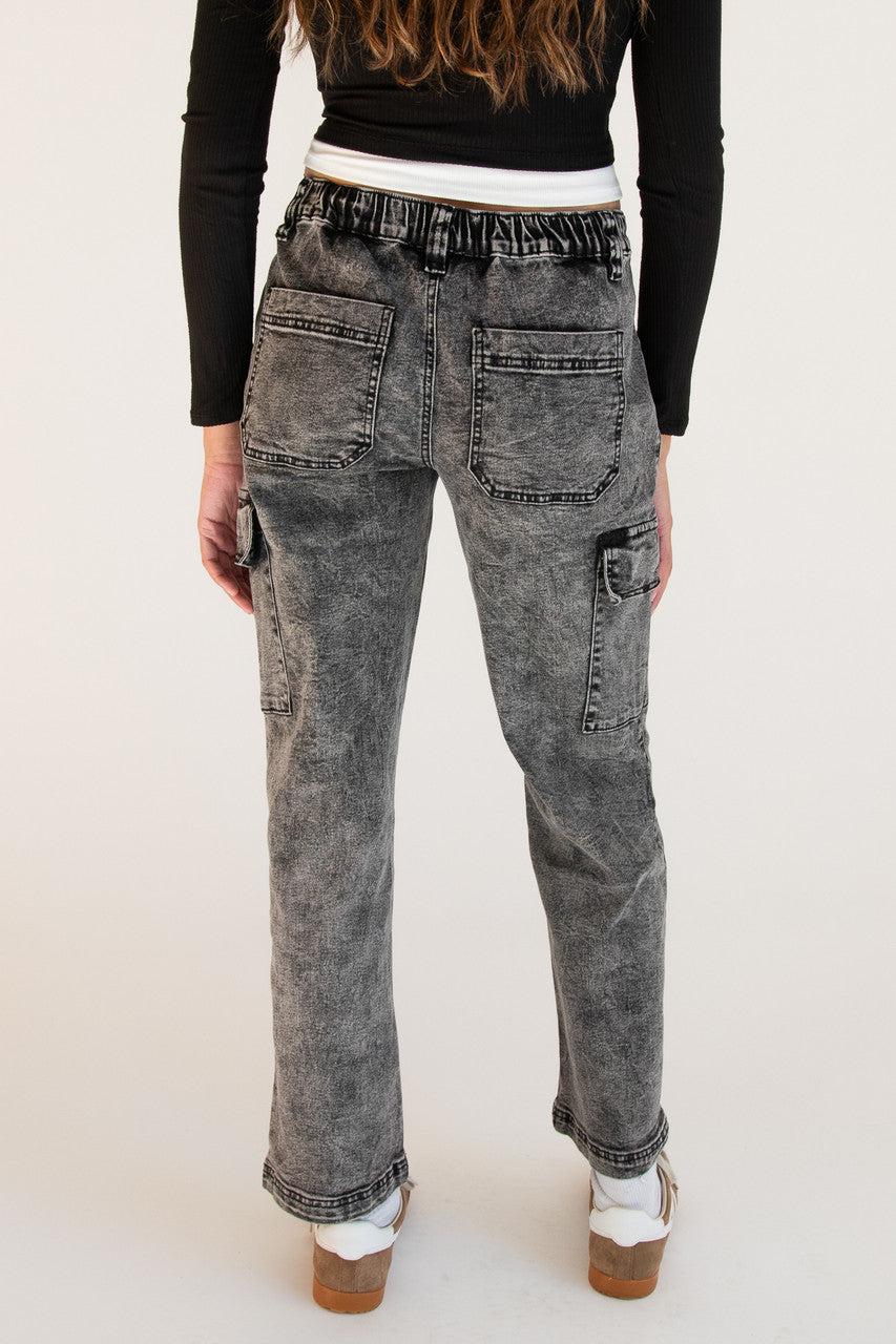 Acid Wash Cargo Jeans Product Image