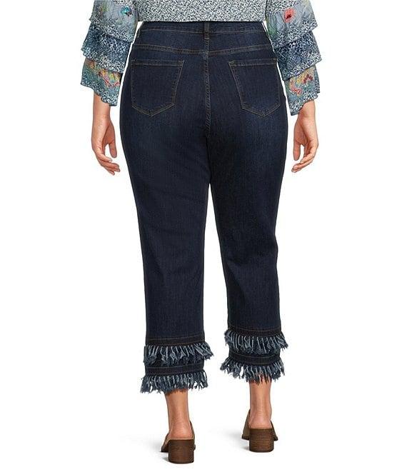 John Mark Plus Size Straight Leg 5-Pocket Fringe Hem Crop Jeans Product Image