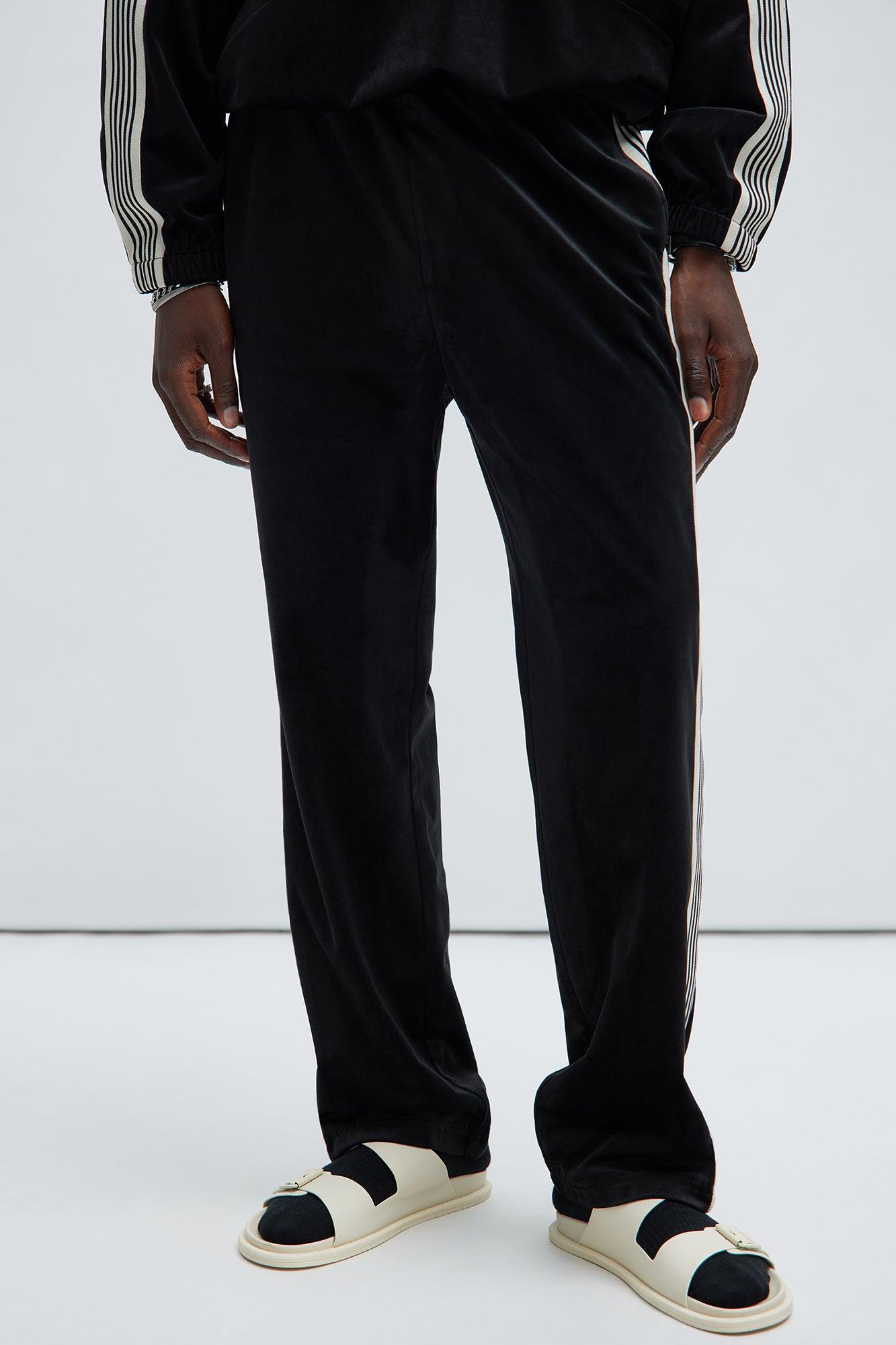 Up N' Down Velvet Track Pants - Black Product Image