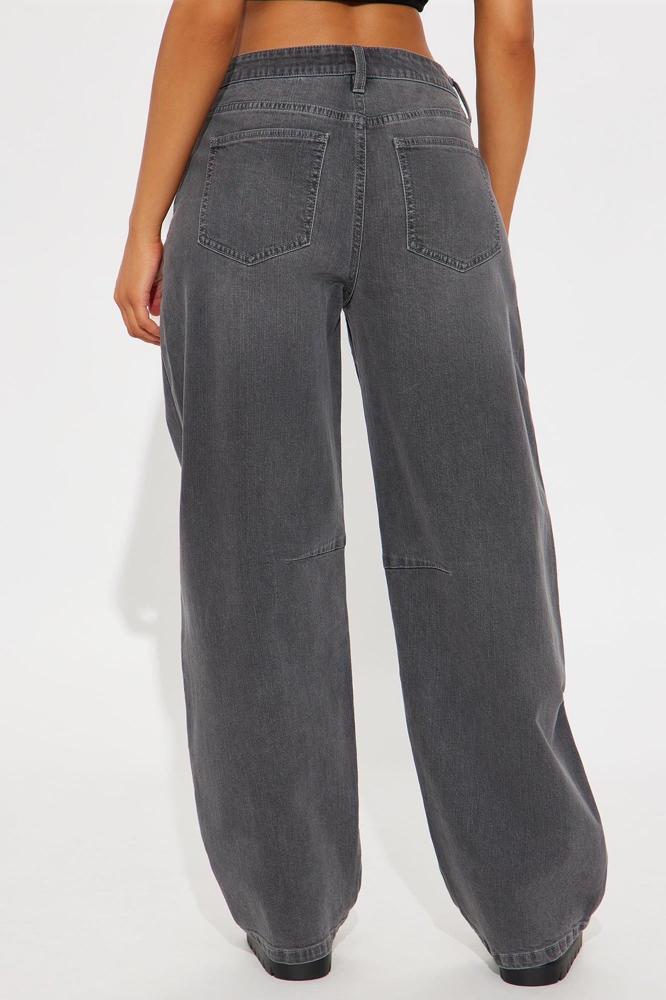 Break It Off Barrel Leg Jeans - Dark Grey Female Product Image