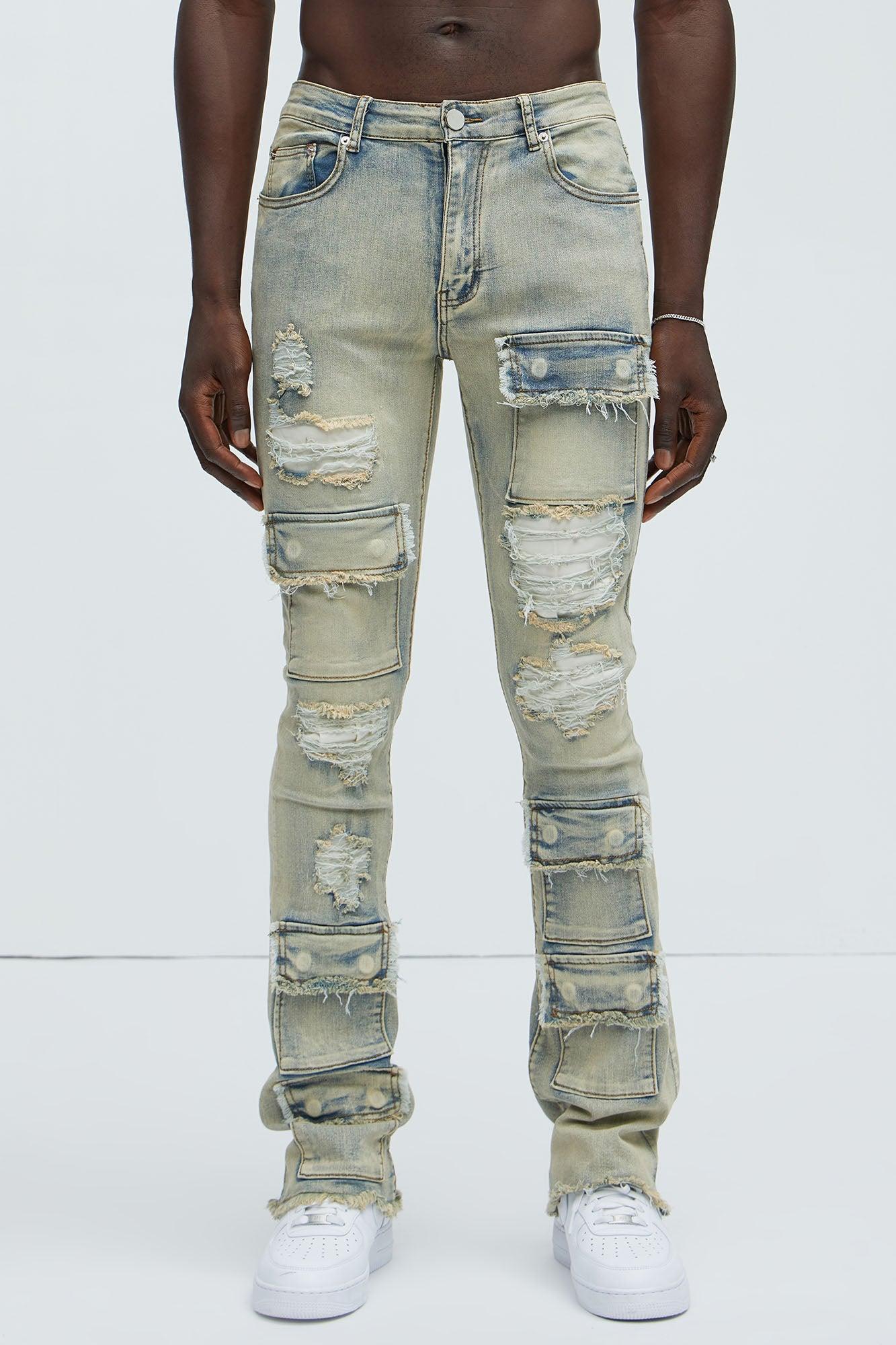Get Started Cargo Stacked Skinny Flare Jeans - Medium Wash Product Image