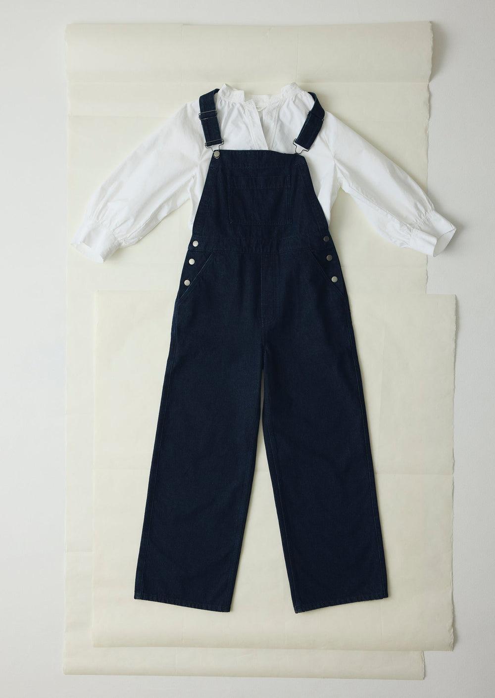 Patch Pocket Denim Dungarees | Indigo Product Image