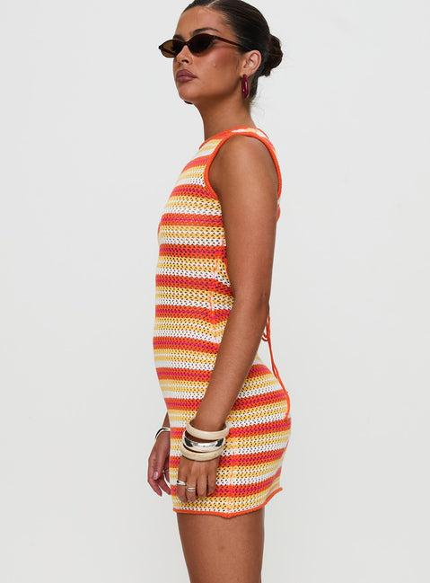 Oxygen Mini Dress Orange Stripe Product Image