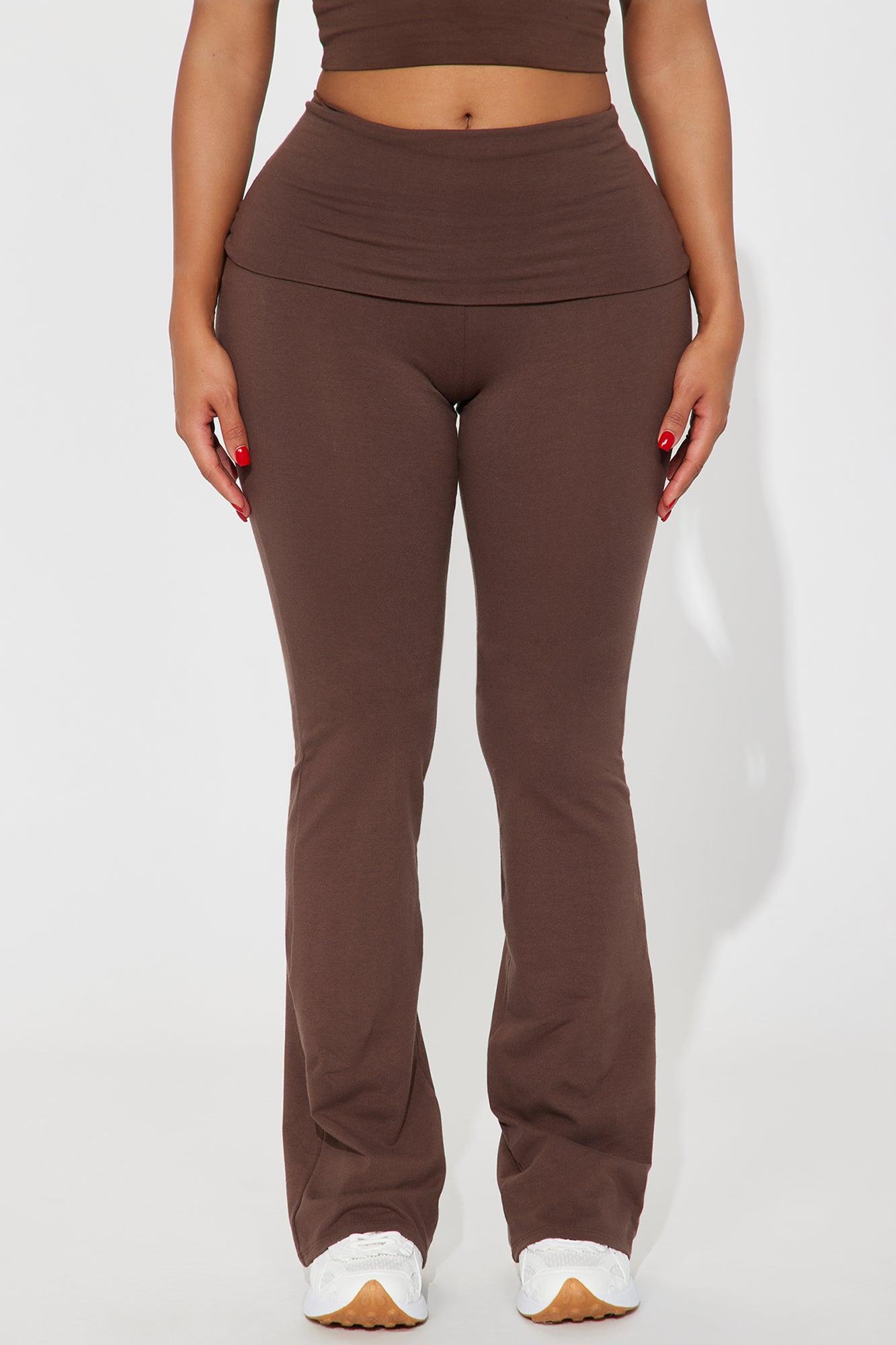 Tall Adriana Foldover Flare Pant - Chocolate Product Image