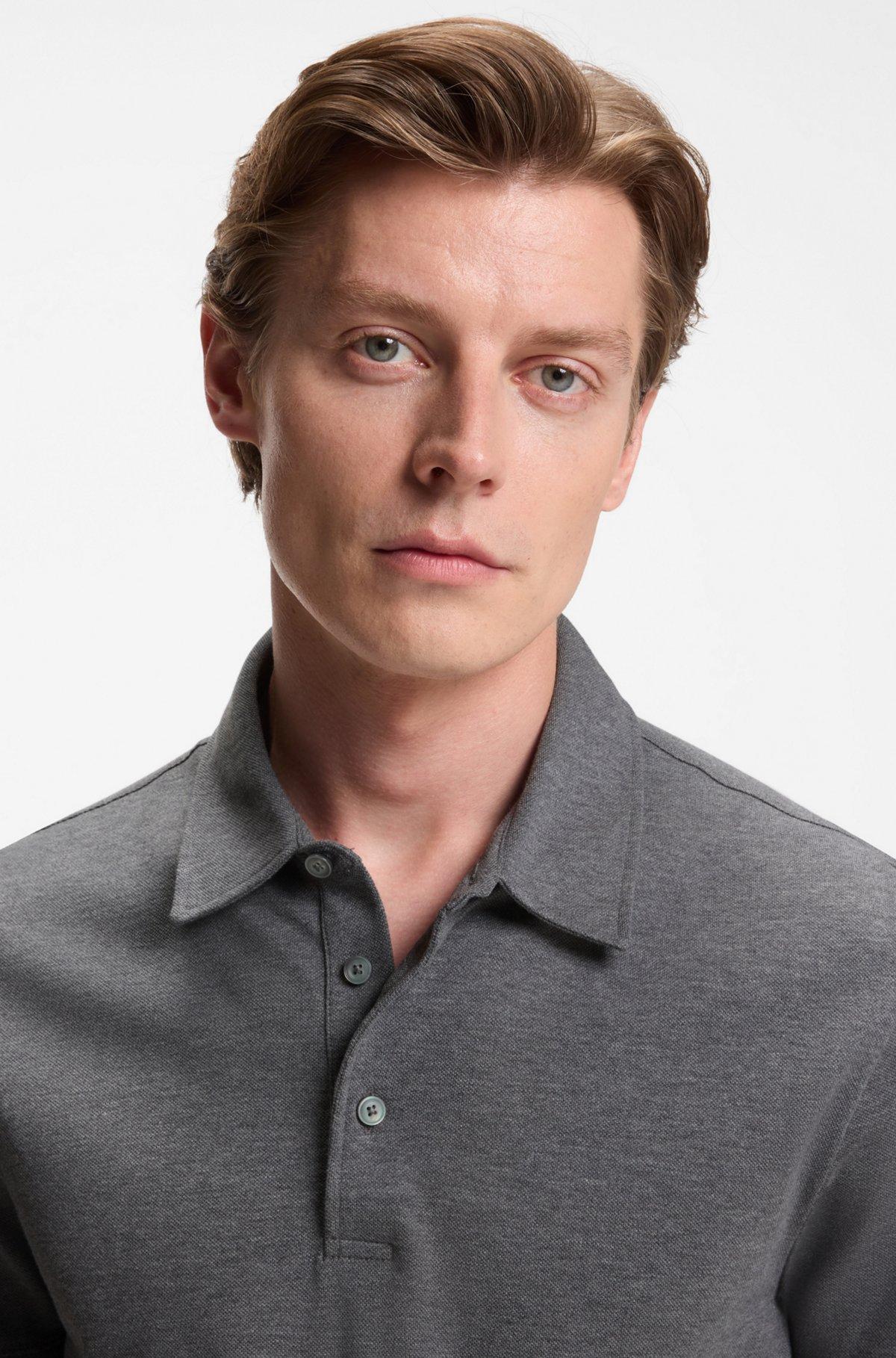 Zip-placket polo shirt in a cotton blend Product Image