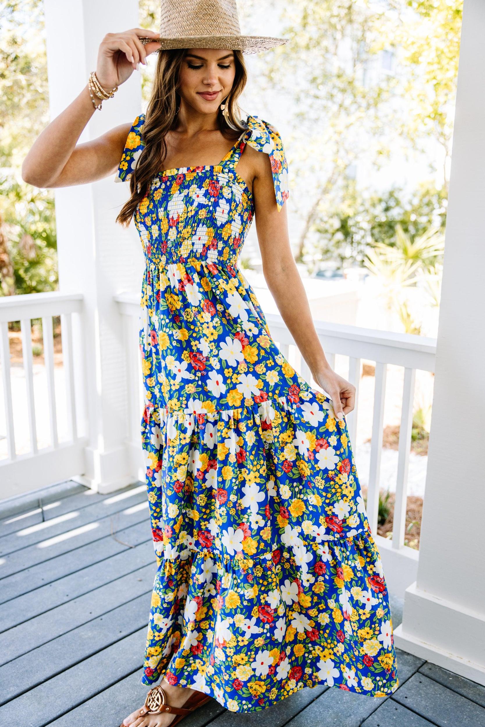 In Your World Navy Blue Floral Maxi Dress Female Product Image