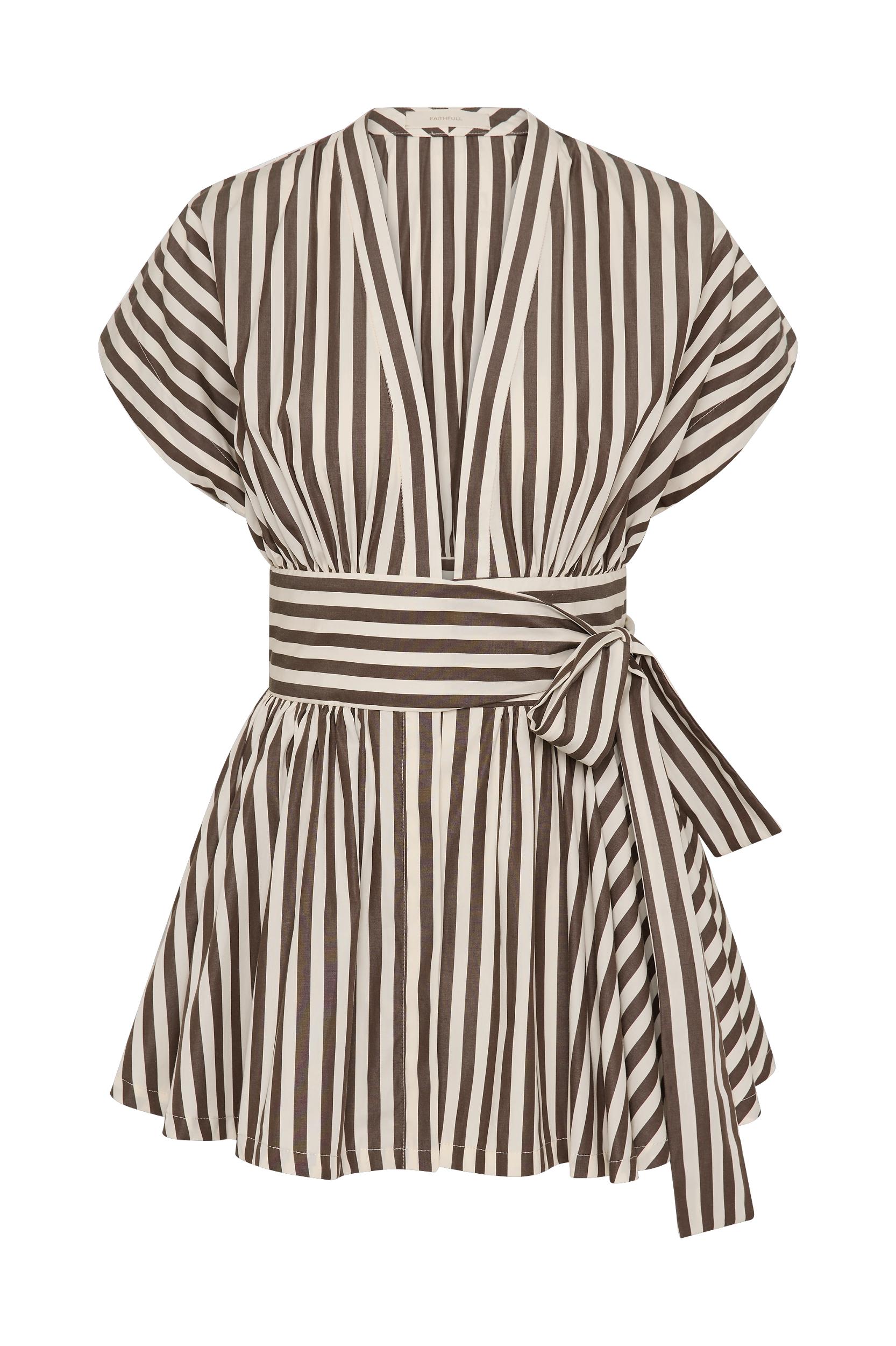 Vera Maxi Dress Norway Stripe Espresso - Final Sale Product Image
