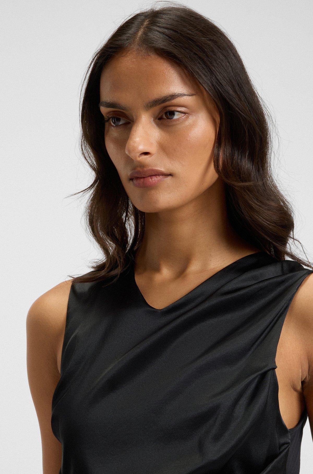 Asymmetric-hem top with stretch-silk front Product Image