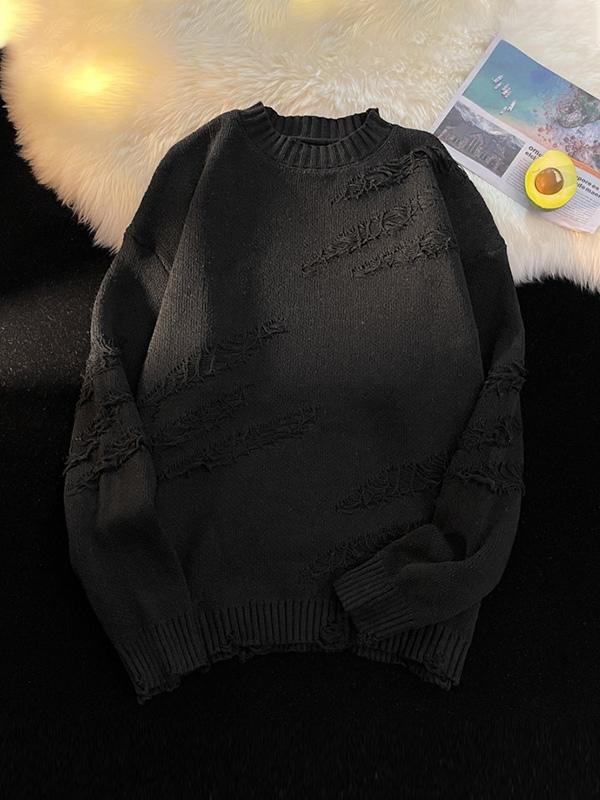 Men's Distressed Pullover Sweater Product Image