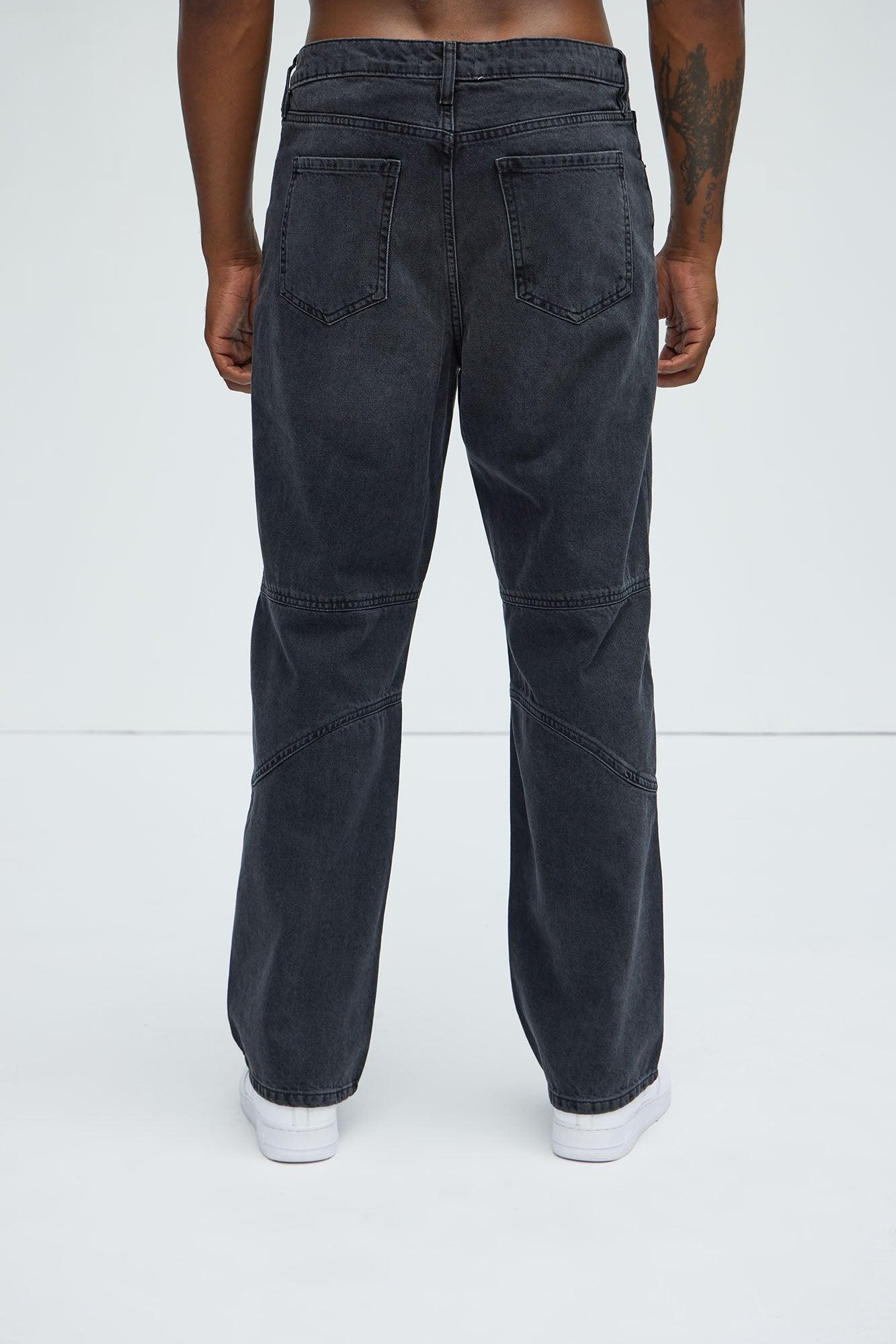Taj Paneled Straight Jeans - Black Wash Product Image