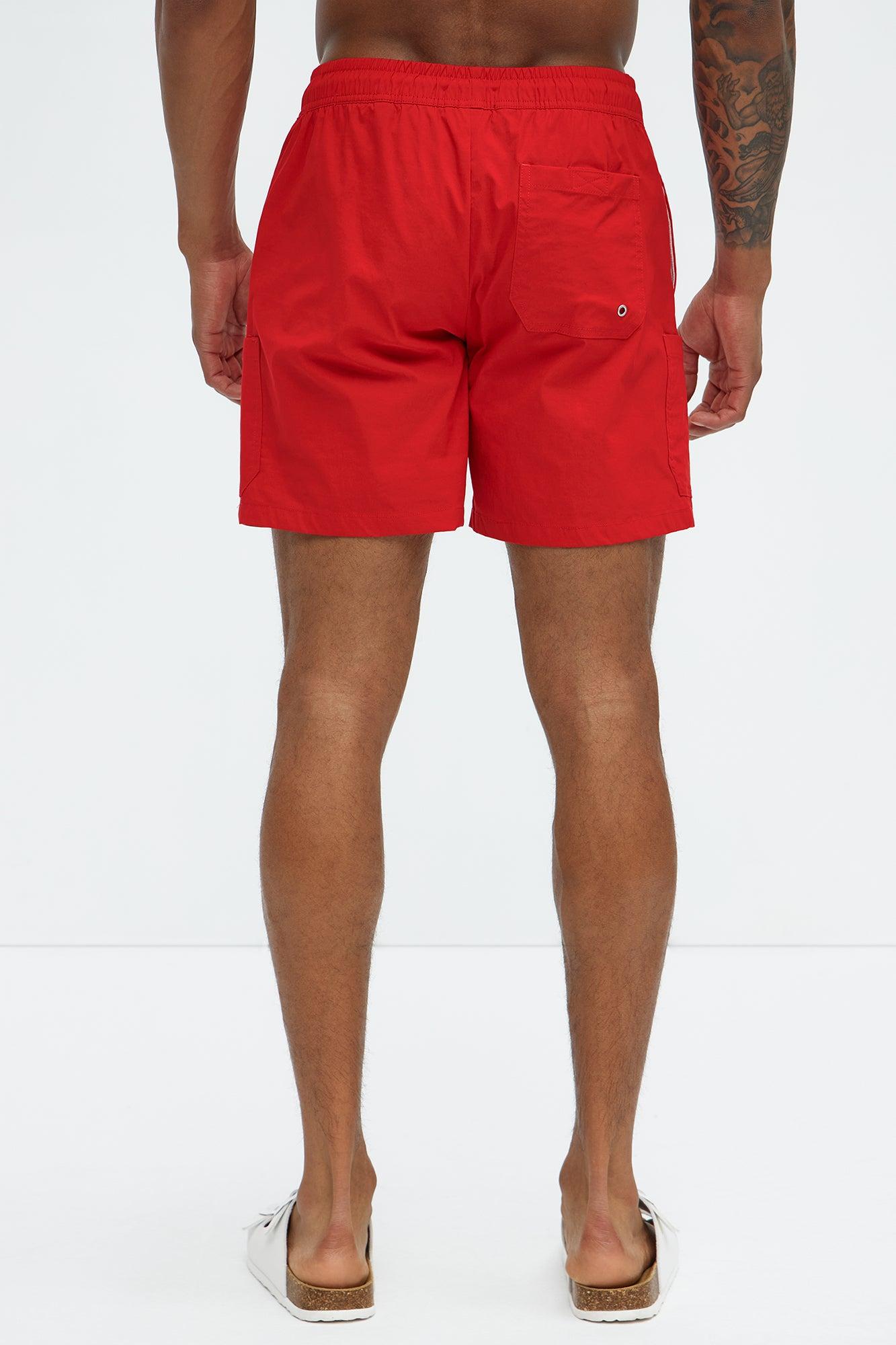 Keeping It Solid Velcro Swim Classic Trunk - Red Product Image