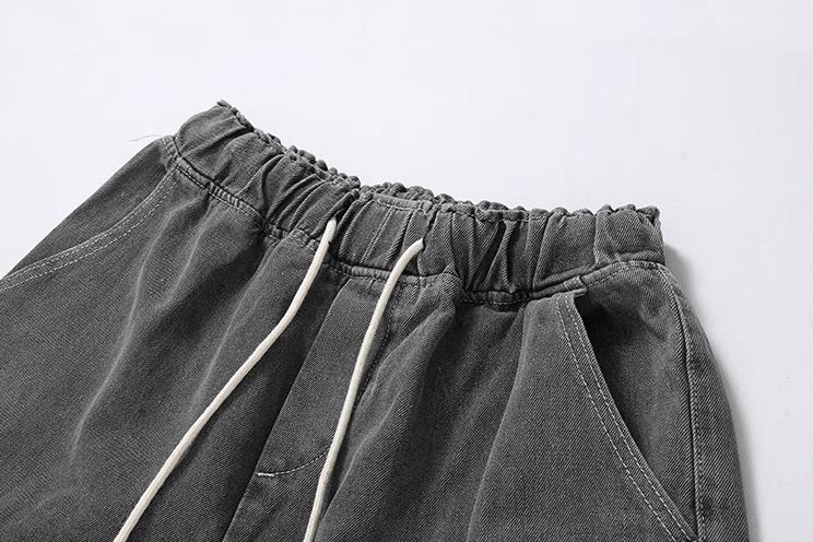 RT No. 11513 GRAY DRAWSTRING WIDE CARGO PANTS Product Image