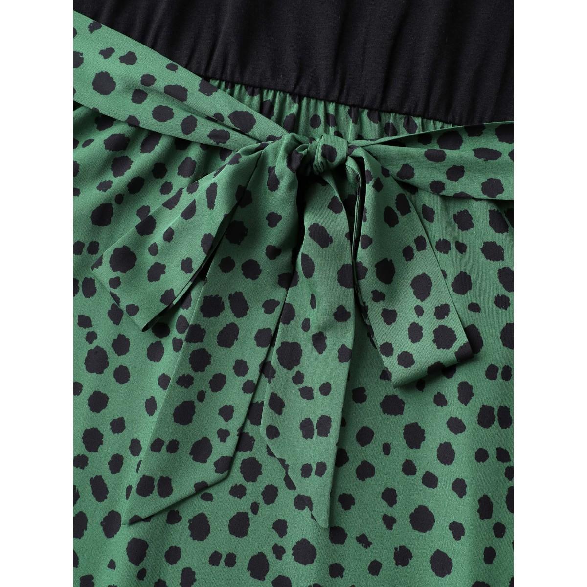 Plus Size Supersoft Leopard Belted Print Midi Dress Black Women Casual Belted U-neck Sleeveless Curvy BloomChic 18-20/2X Product Image