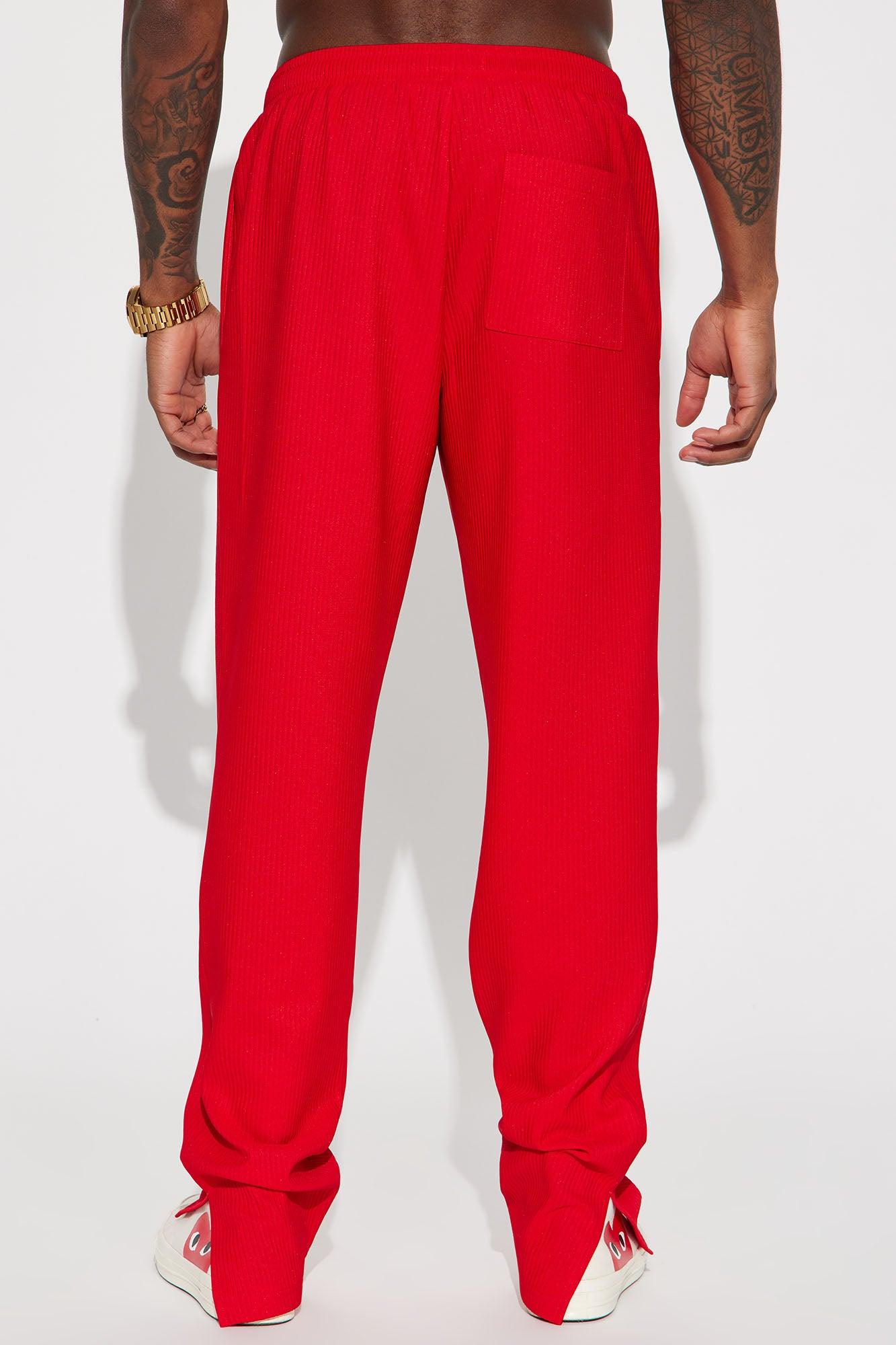 Show Up Slim Slit Pants - Red Product Image