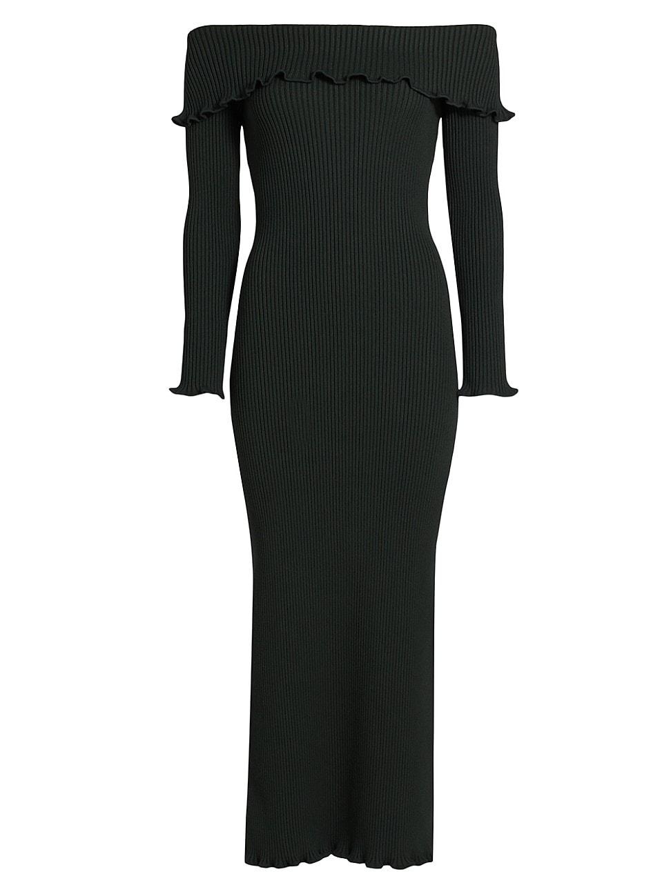Womens Meadow Rib-Knit Off-The-Shoulder Midi-Dress Product Image