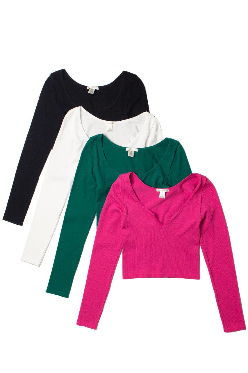 Long Sleeve Notch Neck Seamless Top Product Image