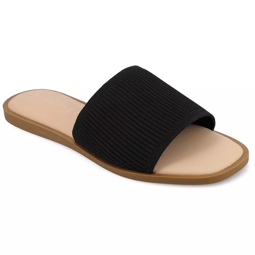 Journee Prisilla Women's Linen Slip On Slide Sandals,  Product Image