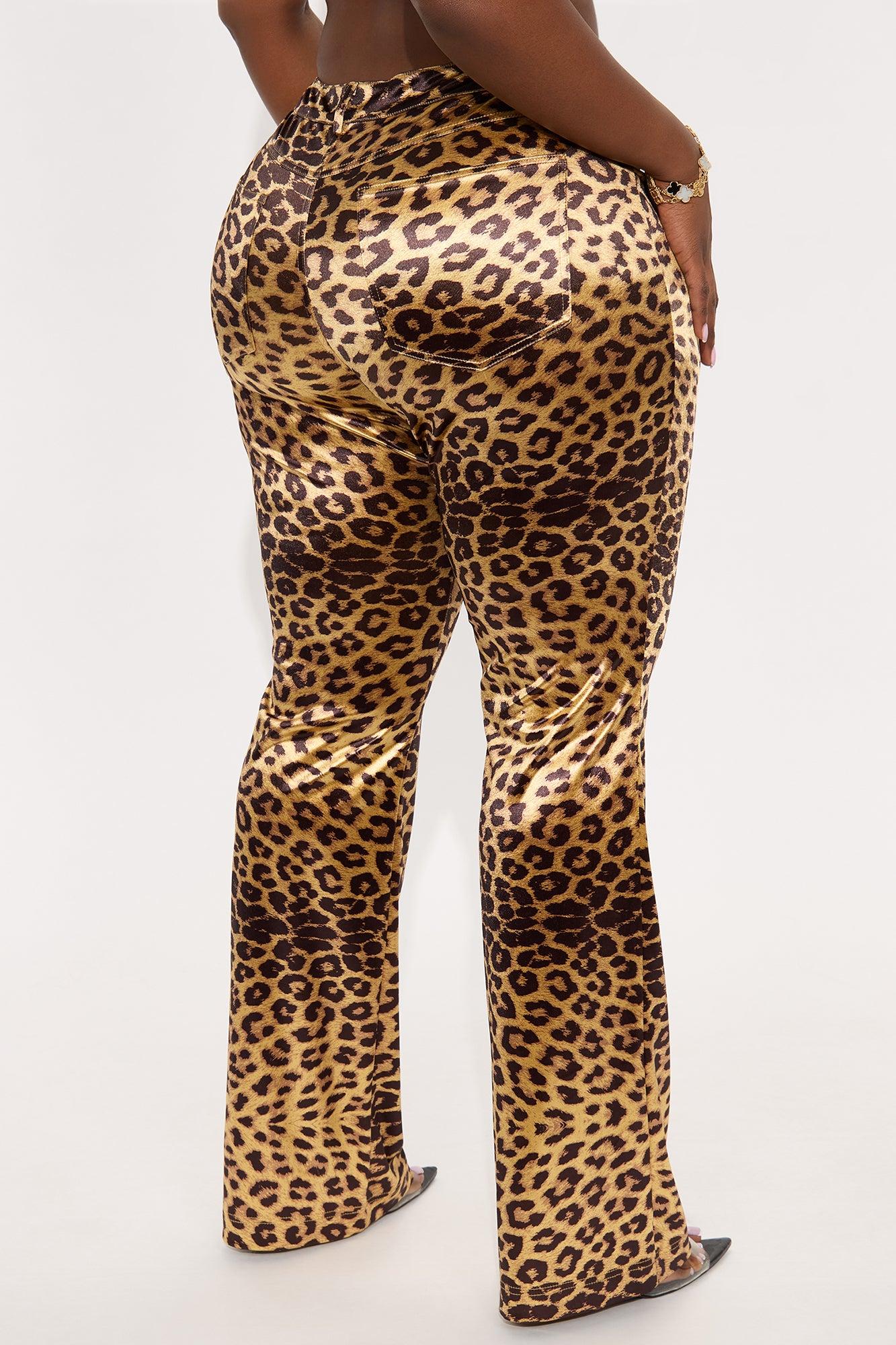 In Your Dreams Satin Leopard Flare Pant - Leopard Female Product Image