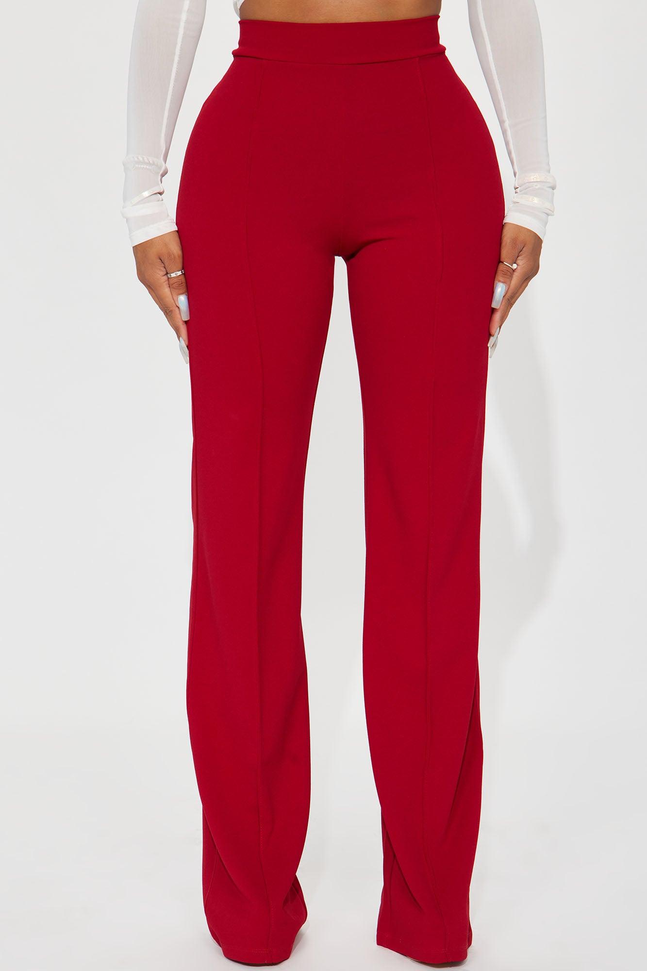 Tall Victoria High Waisted Dress Pants - Red Product Image