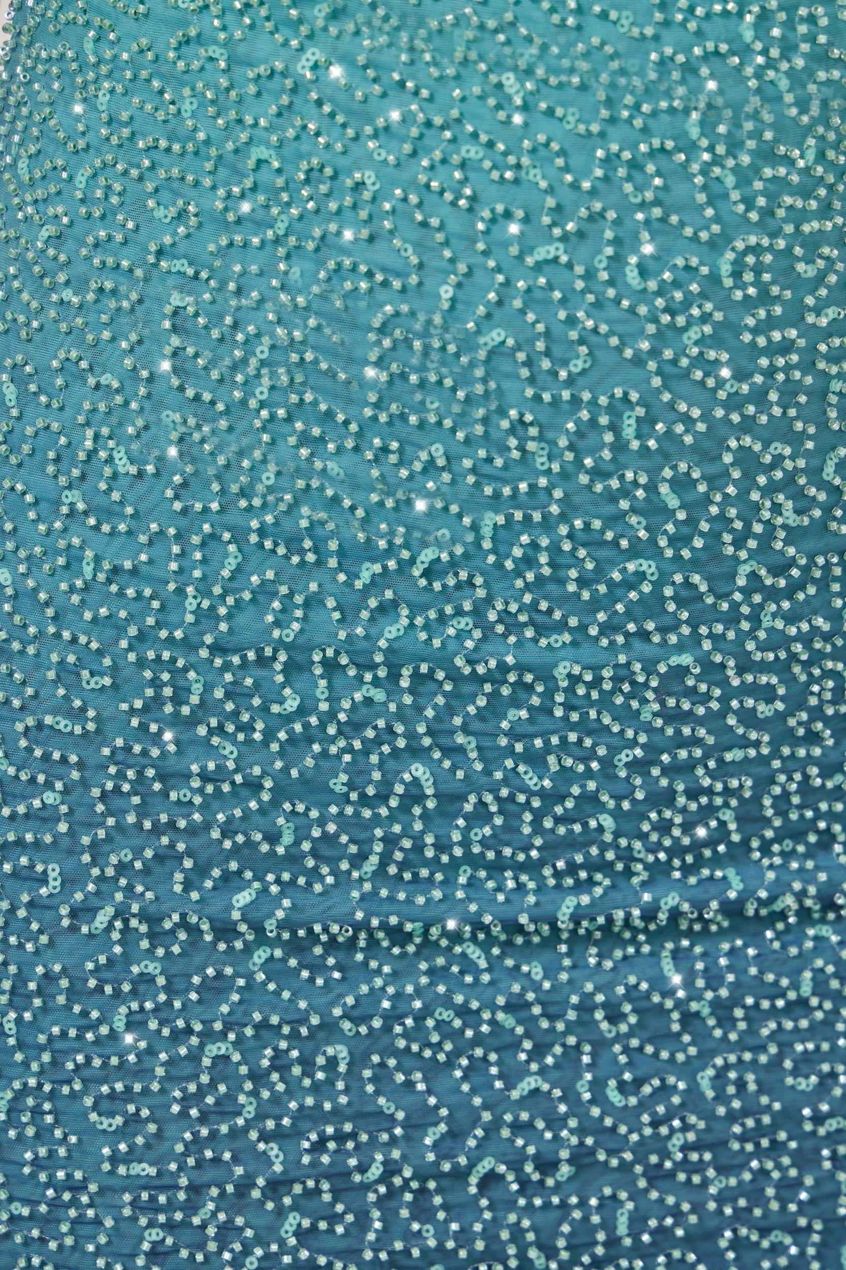 Embellished Halter Neck Mini Dress in Blue Ombré Product Image