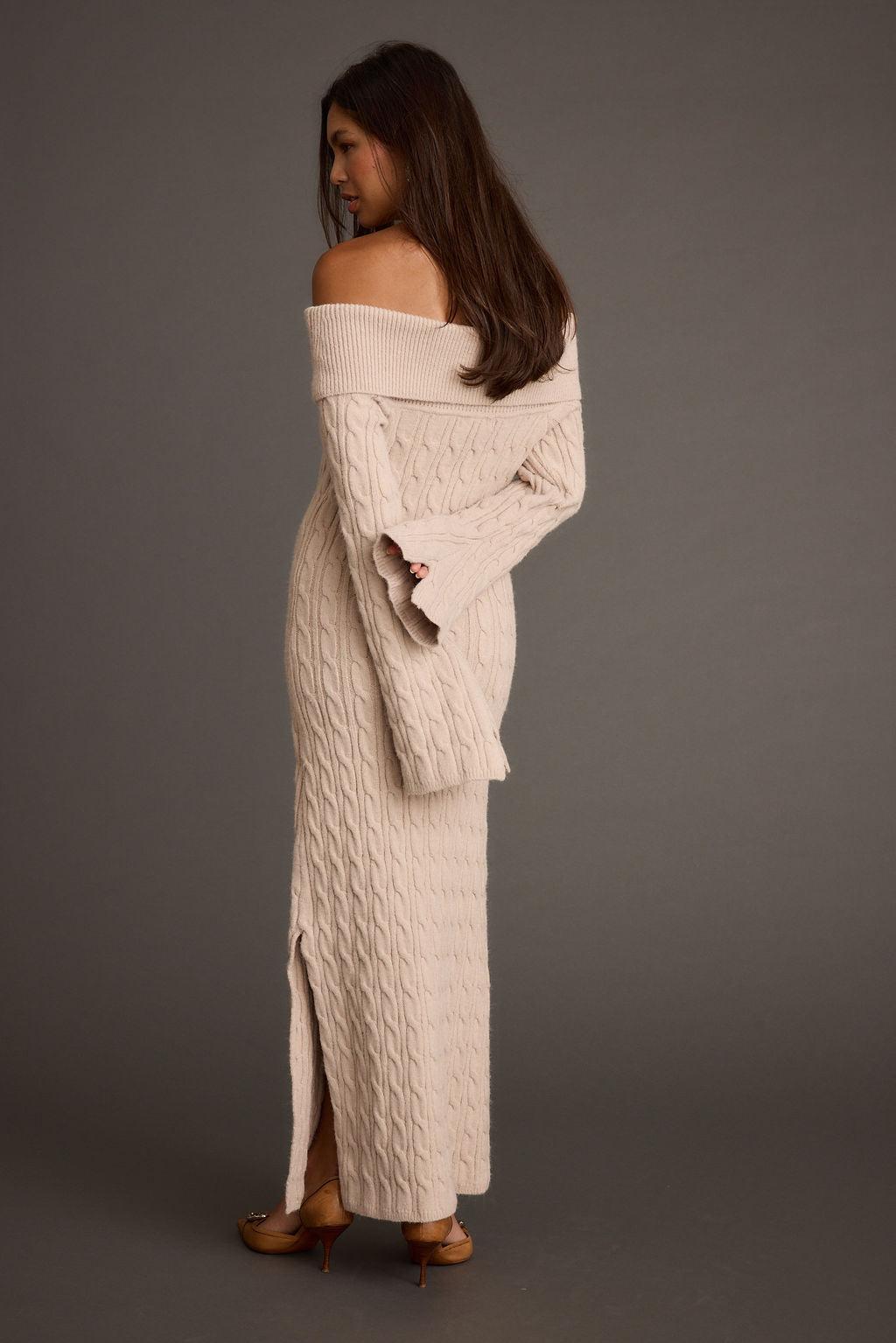 Rhiannon Dusty Rose Sweater Maxi Dress Product Image