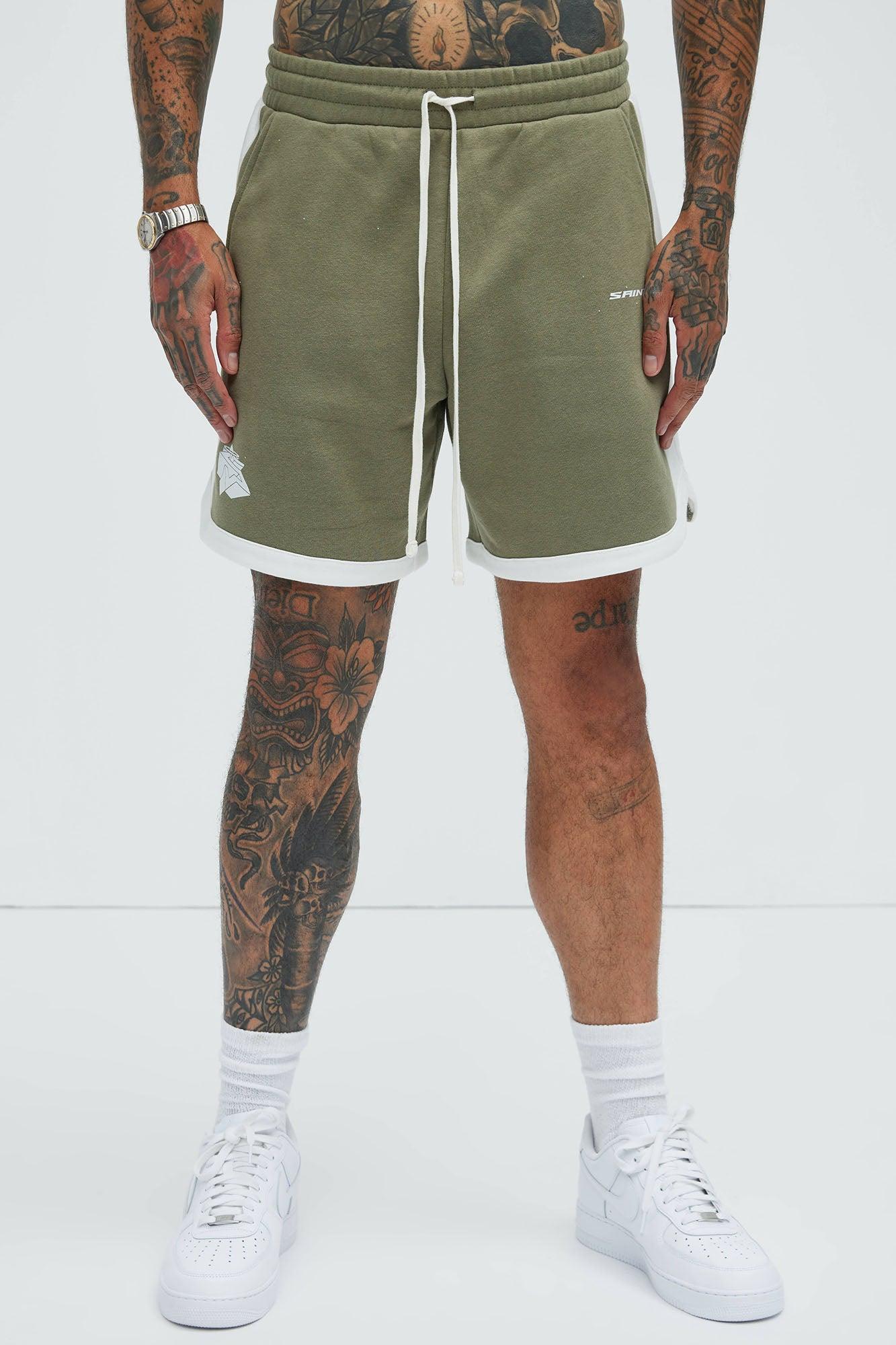 Tyson Contrast Warm Up Shorts - Olive/combo Product Image