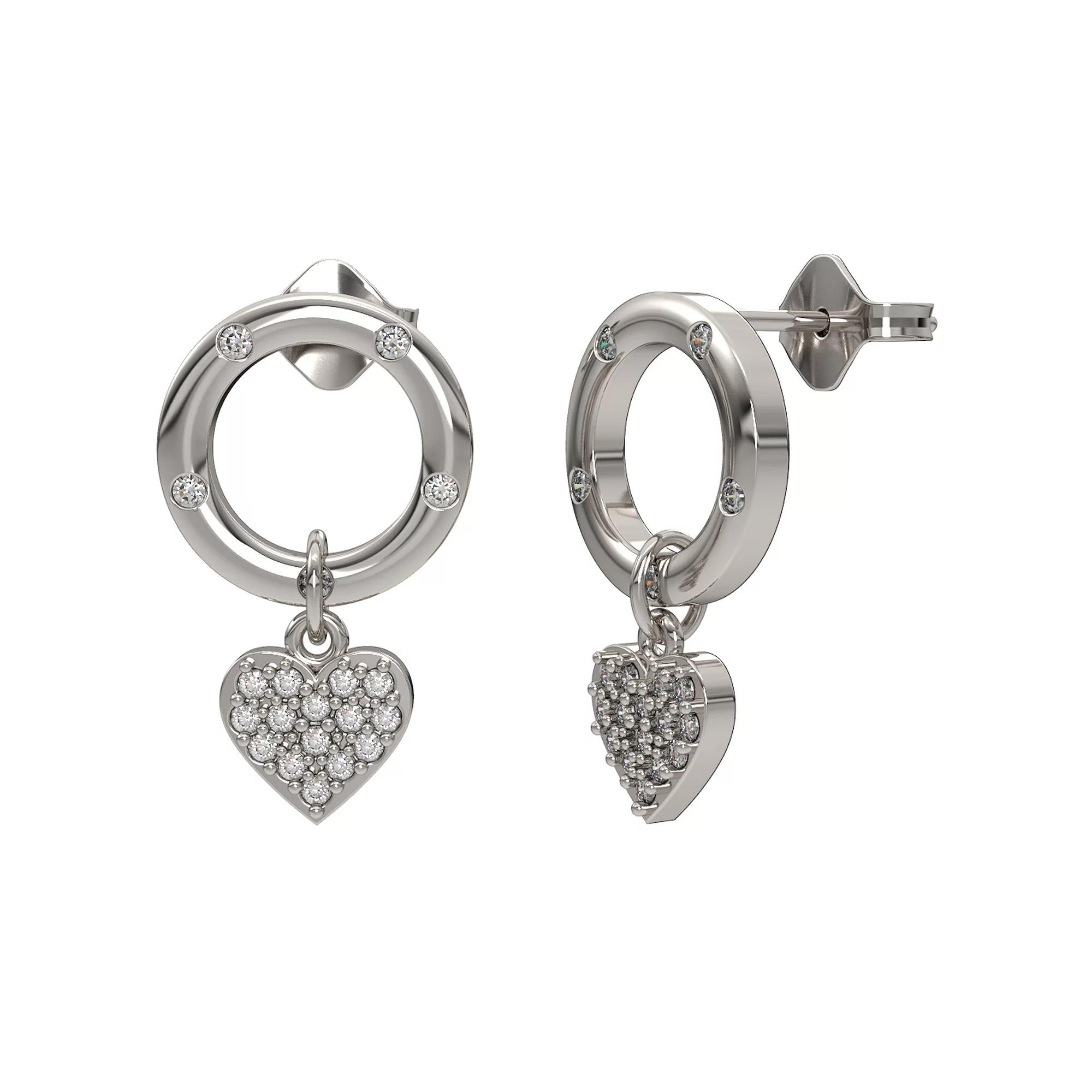 Sterling Silver Diamond Accent Heart Dangle Earrings, Women's Product Image